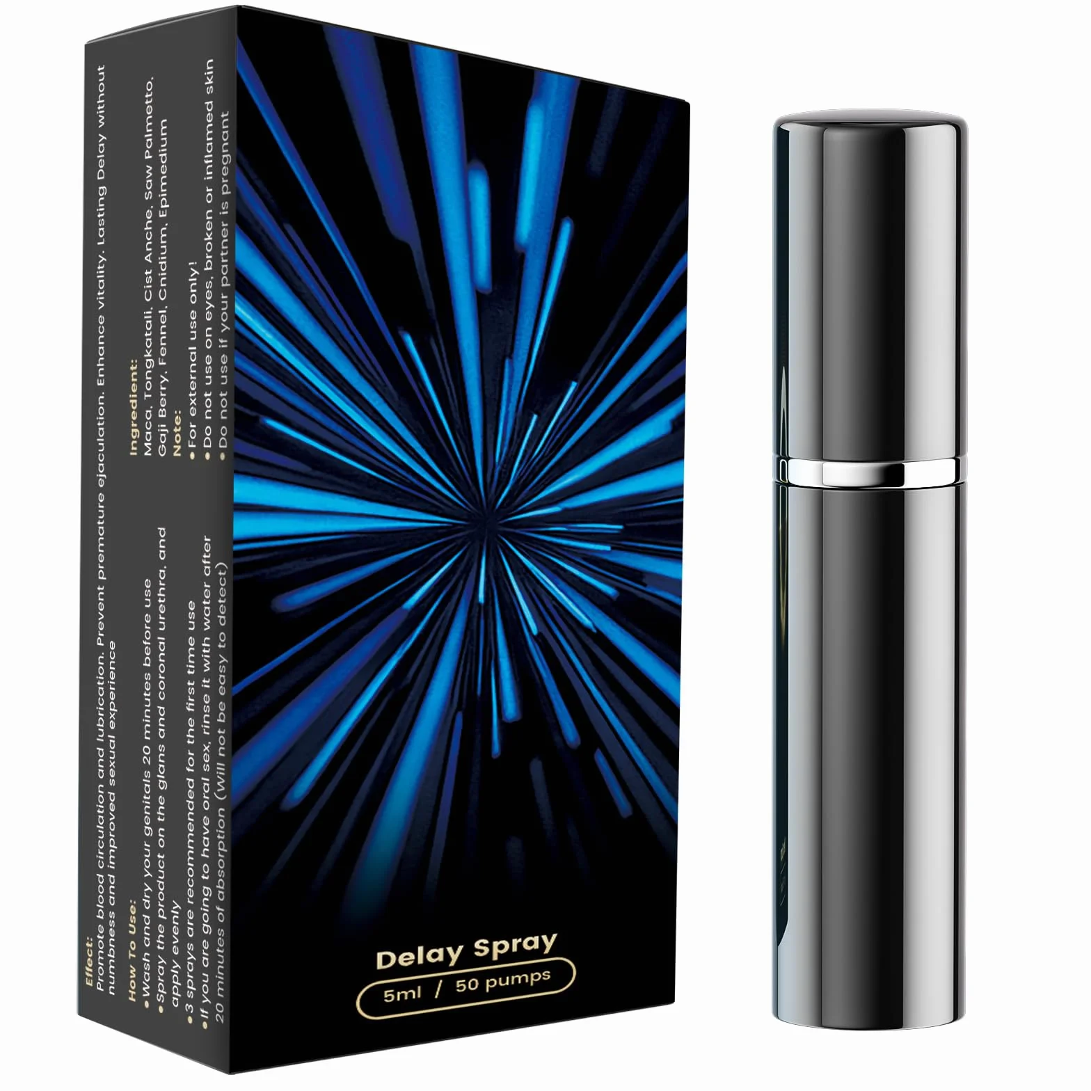 Spray Ritardante Uomo Durata Intima Migliorata Esperienza Originale Nero