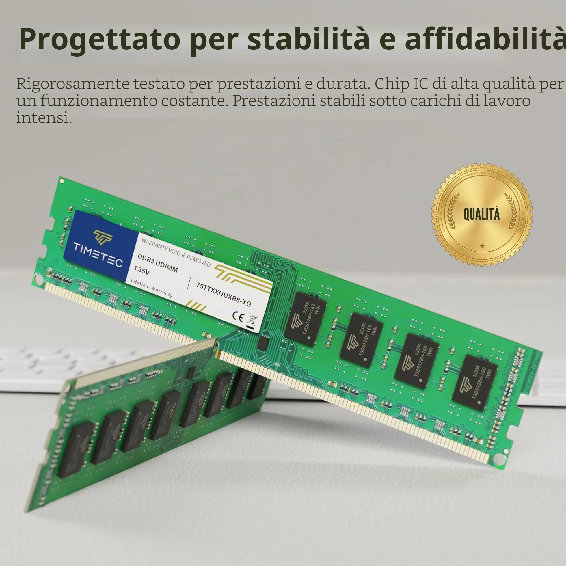 Timetec 16GB KIT(2x8GB) DDR3 1600 MHz (DDR3-1600) PC3-12800 Non-ECC Unbuffered 1,5 V CL11 2Rx8 Dual Rank 240 Pin UDIMM Memoria per computer desktop PC RAM