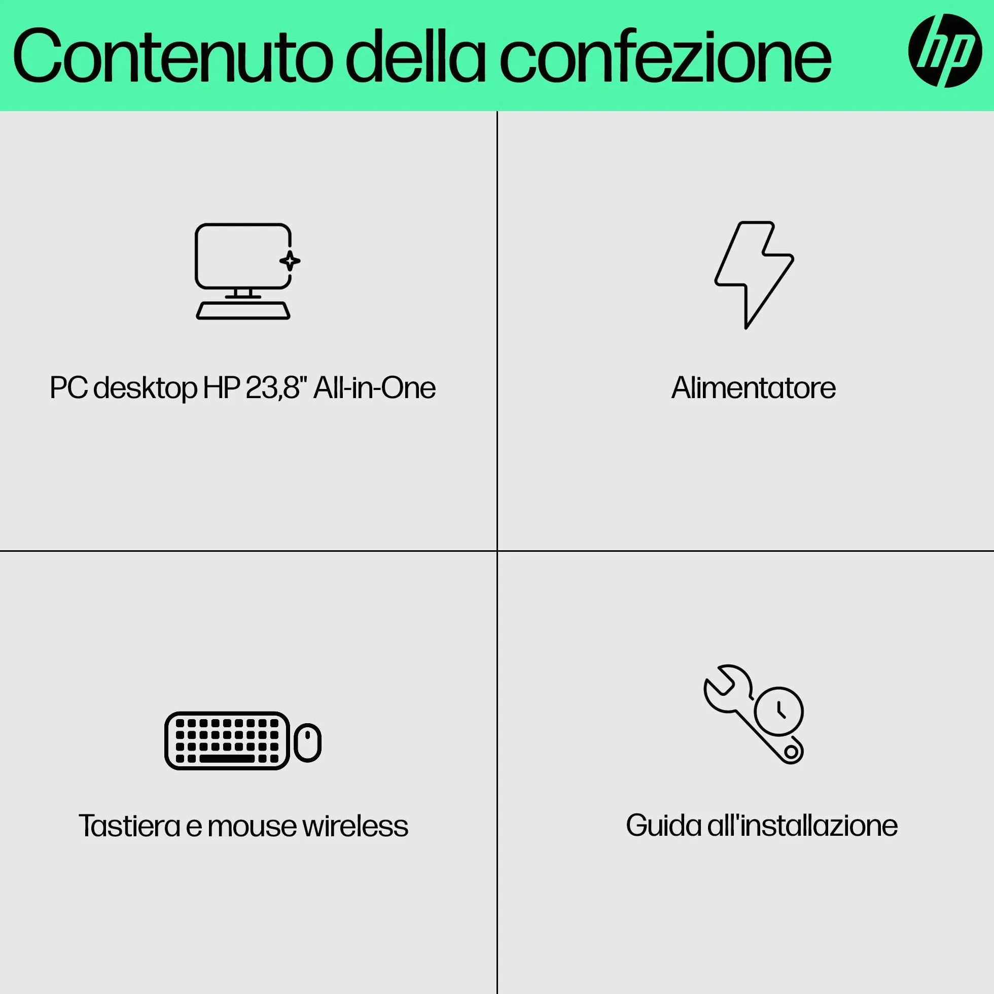 HP 24-cr0002sl All-in-One AMD Ryzen 3 7320U 8GB RAM LPDDR5 512GB SSD NVMe Display 23,8" FHD IPS Windows 11 Bianco