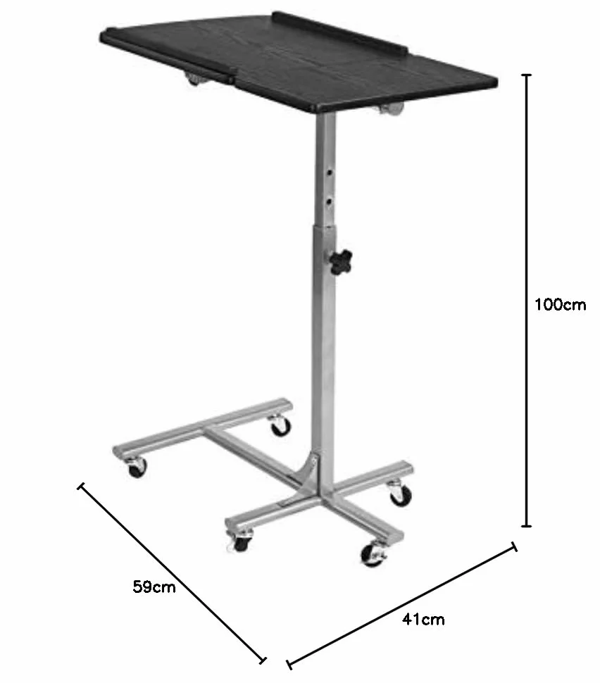 Bakaji 2829373 - Tavolino Porta PC/Notebook/Laptop, con Rotelle, Nero, Altezza Regolabile 60 x 40 x 70/90cm