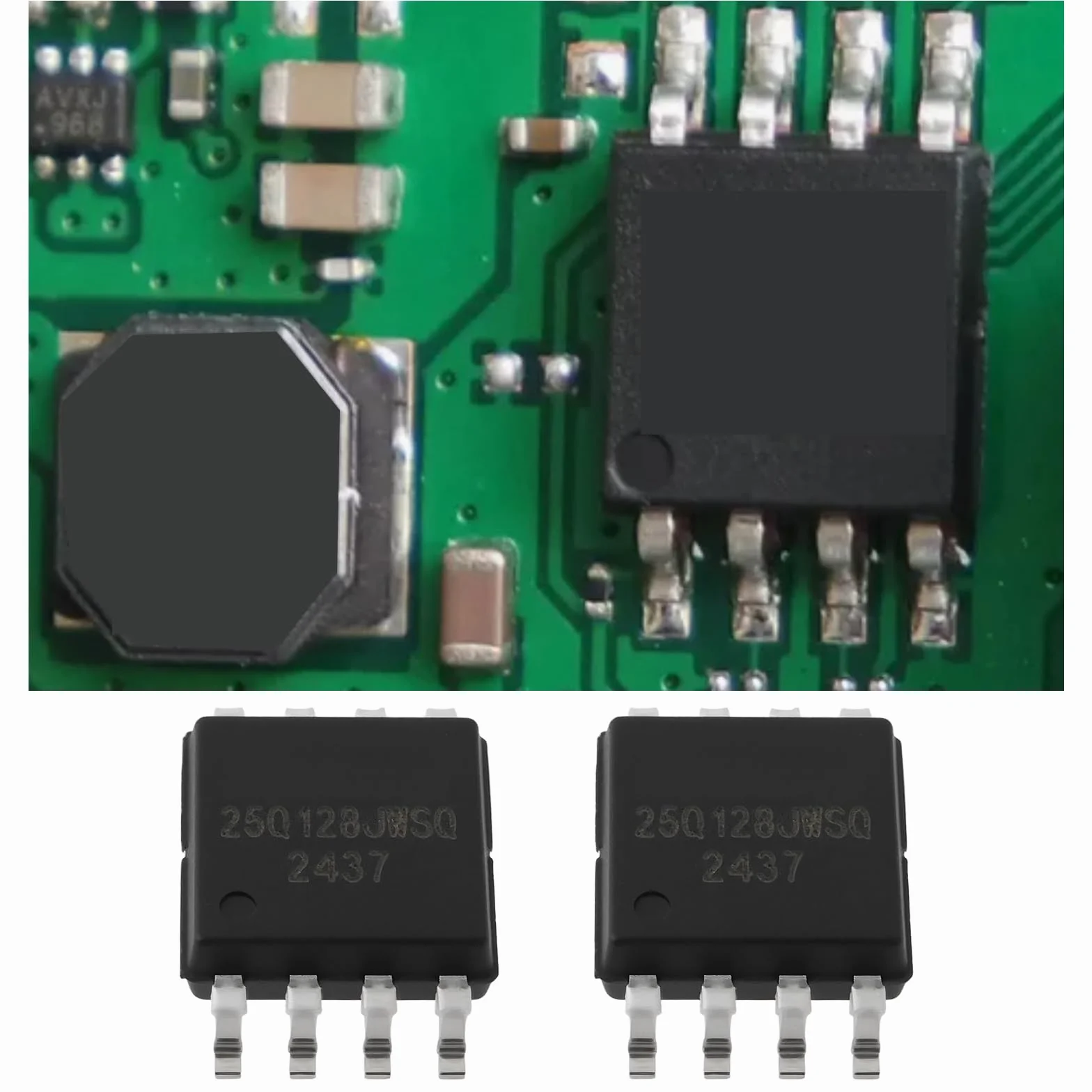 2 Pezzi Chip di Memoria Flash Seriale W25Q128JWSQ da Package SOIC-8 Interfaccia SPI per Sistemi Embedded Applicazioni di Archiviazione Dati