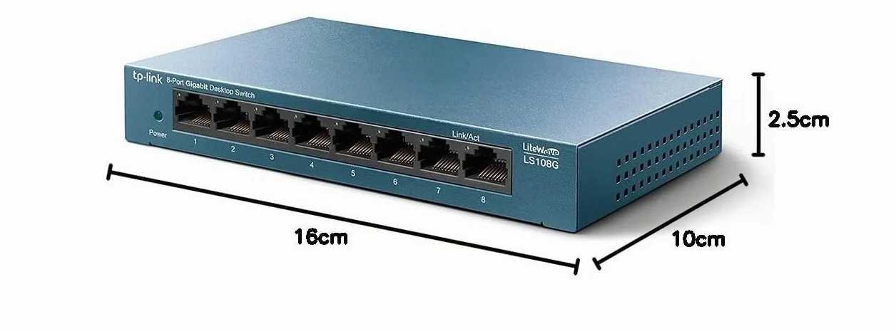 TP-Link LS108G Switch Ethernet 8 Porte Gigabit, Sdoppiatore Ethernet, Struttura in Metallo, 802.1p/DSCP QoS, Ideale per la Casa e il Ufficio, Plug & Play, Funzionamento Silenzioso, Montaggio Desktop