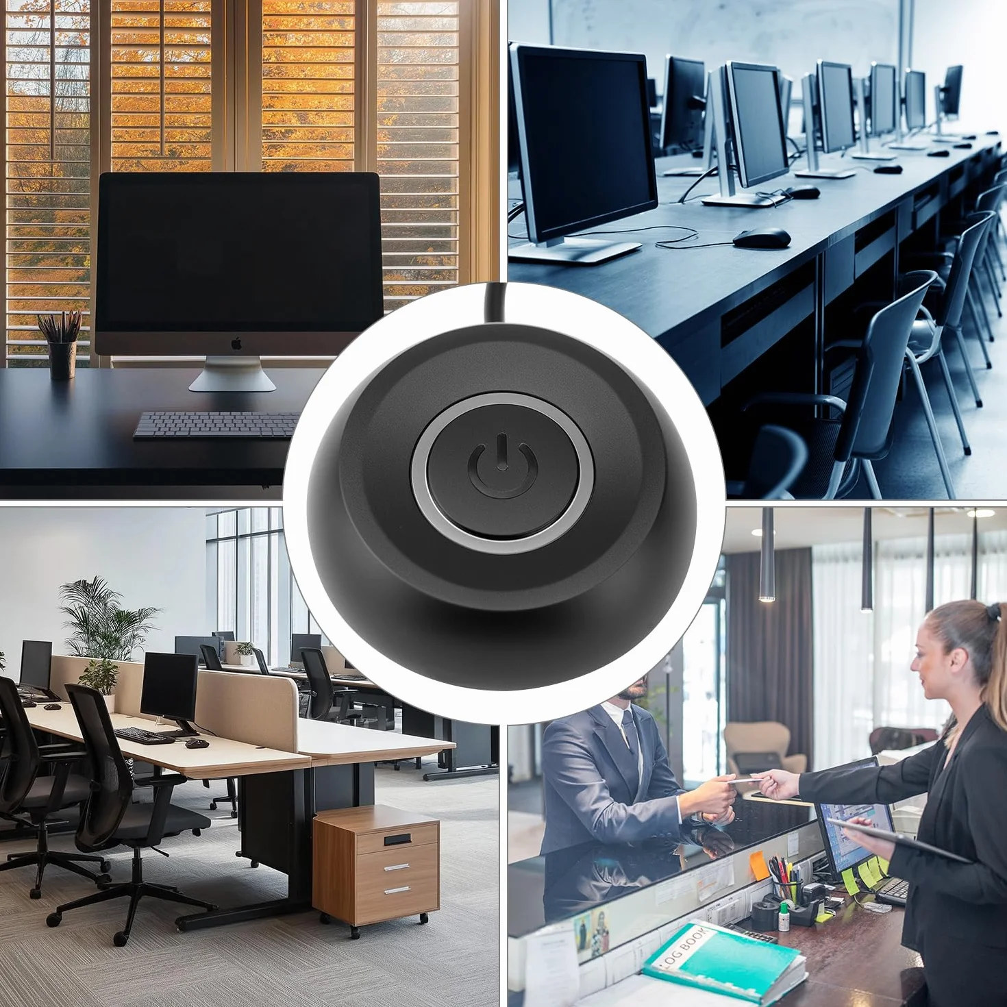 QWORK Interruttore di alimentazione PC esterno con display LED, cavo 1.8 m, nero