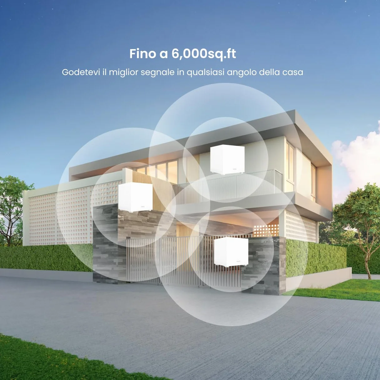 Tenda Sistema Wi-Fi Mesh MW12-3, Router Mesh AC1200 Tri-Band (2.4 GHz: 300 Mbps, 5 GHz: 867 Mbps), 3 porte Gigabit Ethernet, Ampia copertura, Confezione da 3 pezzi