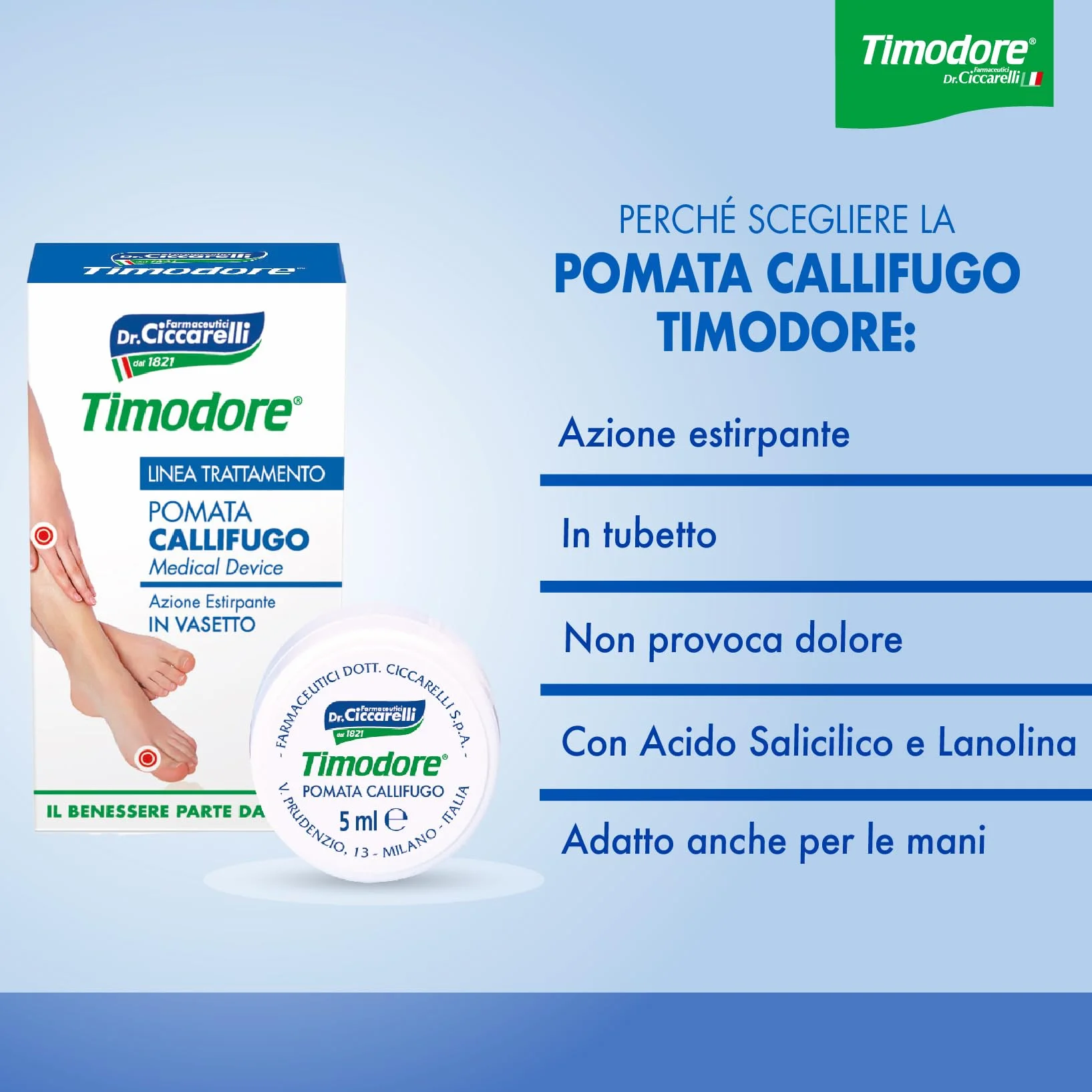 Callifugo Pomata 5 ml - Anticallo per Mani e Piedi, Made in Italy