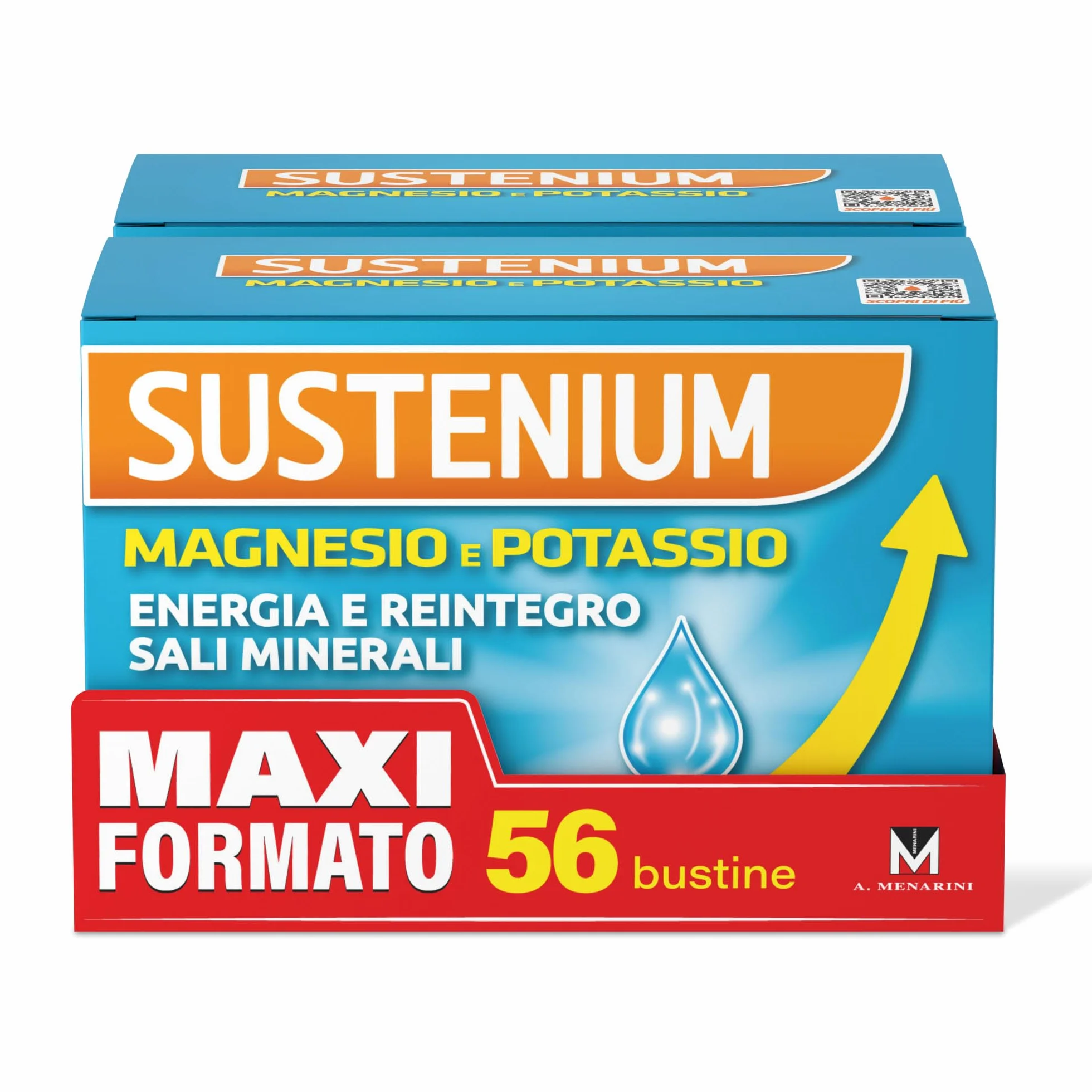 Sustenium Magnesio e Potassio Integratore Sali Minerali Vitamina C Bipack 56 Bustine Autosolubili