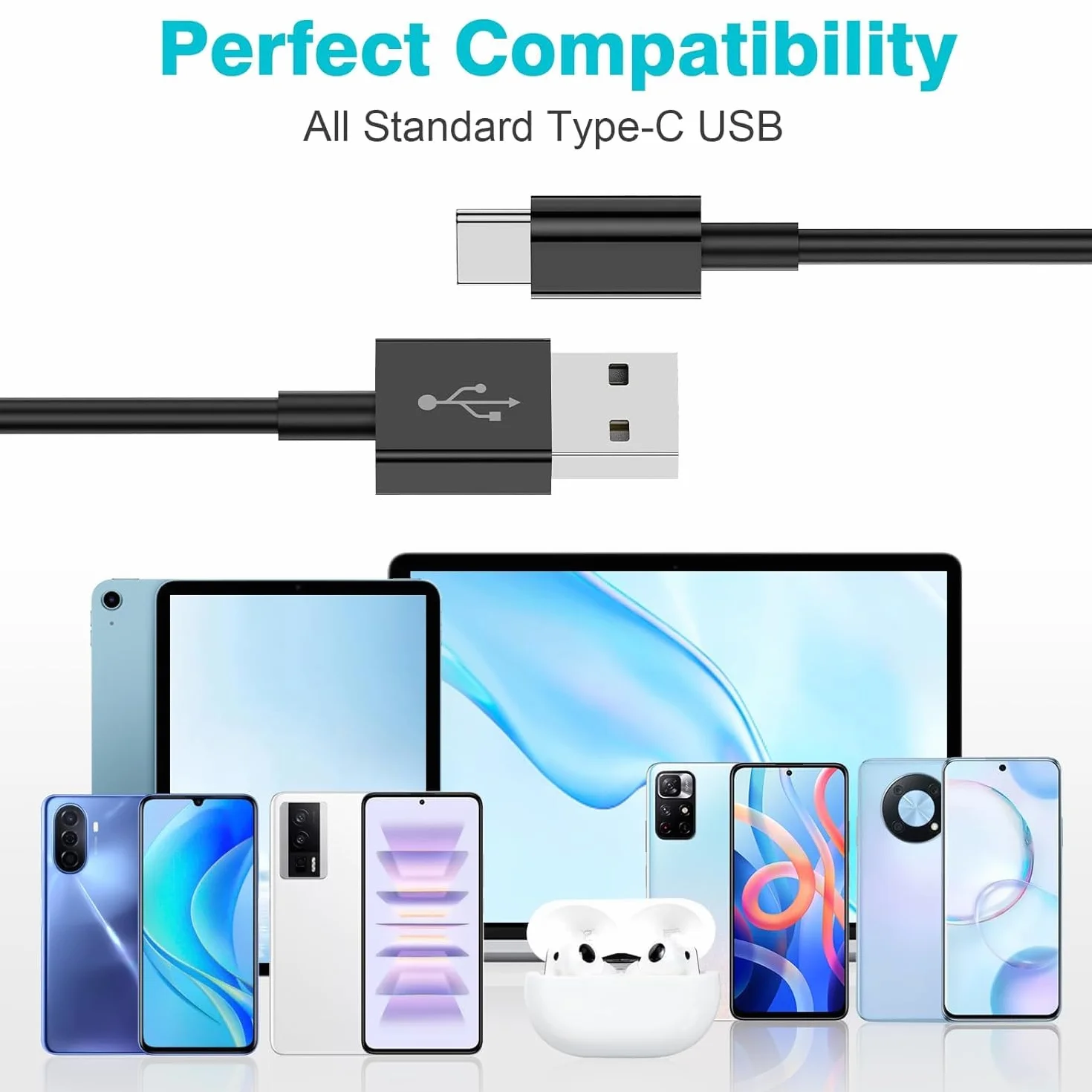 Cavo di ricarica da auto per iPhone 17 da 1,8 m, da USB A a USB C per iPhone 15/16/17 Pro Max, 17E/16E, Air, Plus, Samsung A55/A54/A50/A15/A14/S25/S24/S23/S22, Google Pixel 9 Pro/8a Android