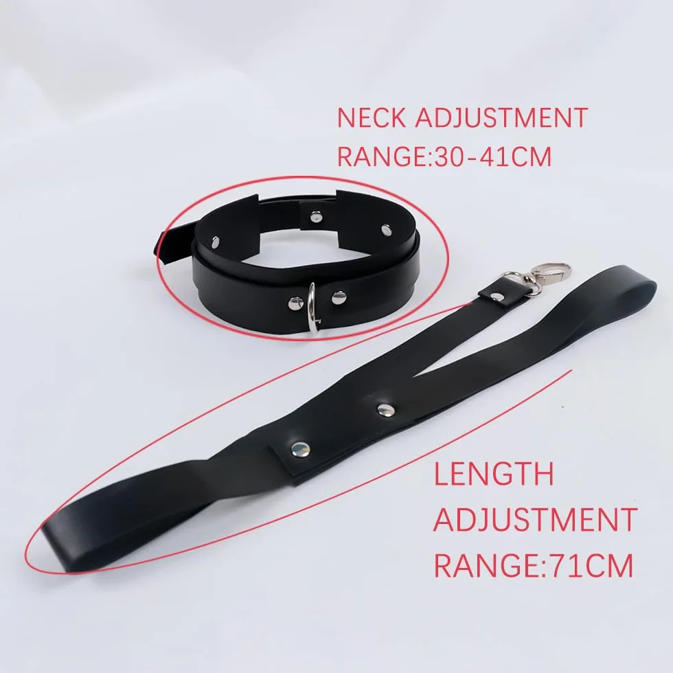 Collare BDSM con Guinzaglio in Pelle – Accessorio Bondage per Giochi Intimi
