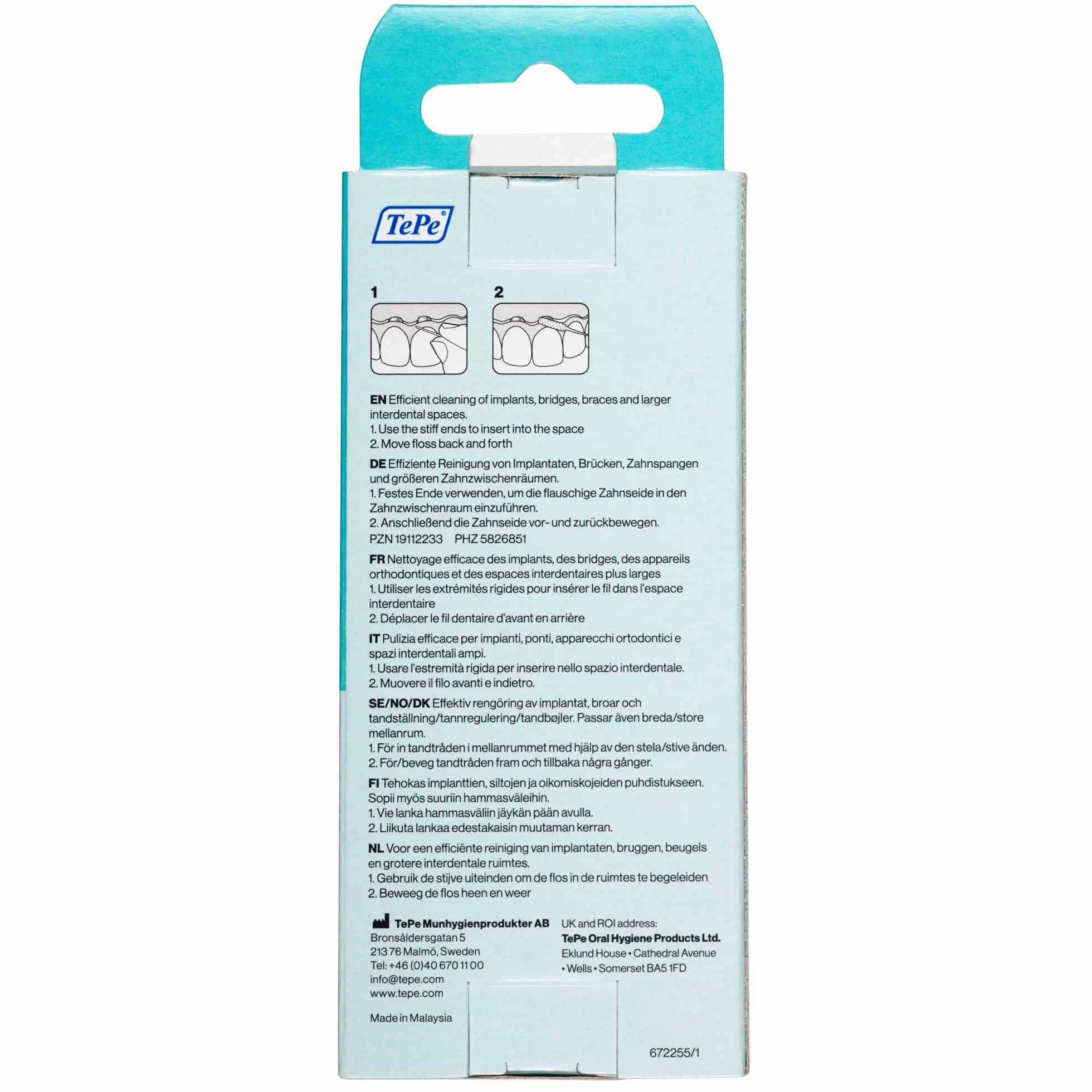 TePe Filo per Ponti e Impianti, filo interdentale PFAS-free 30 pezzi, largo per apparecchi ortodontici