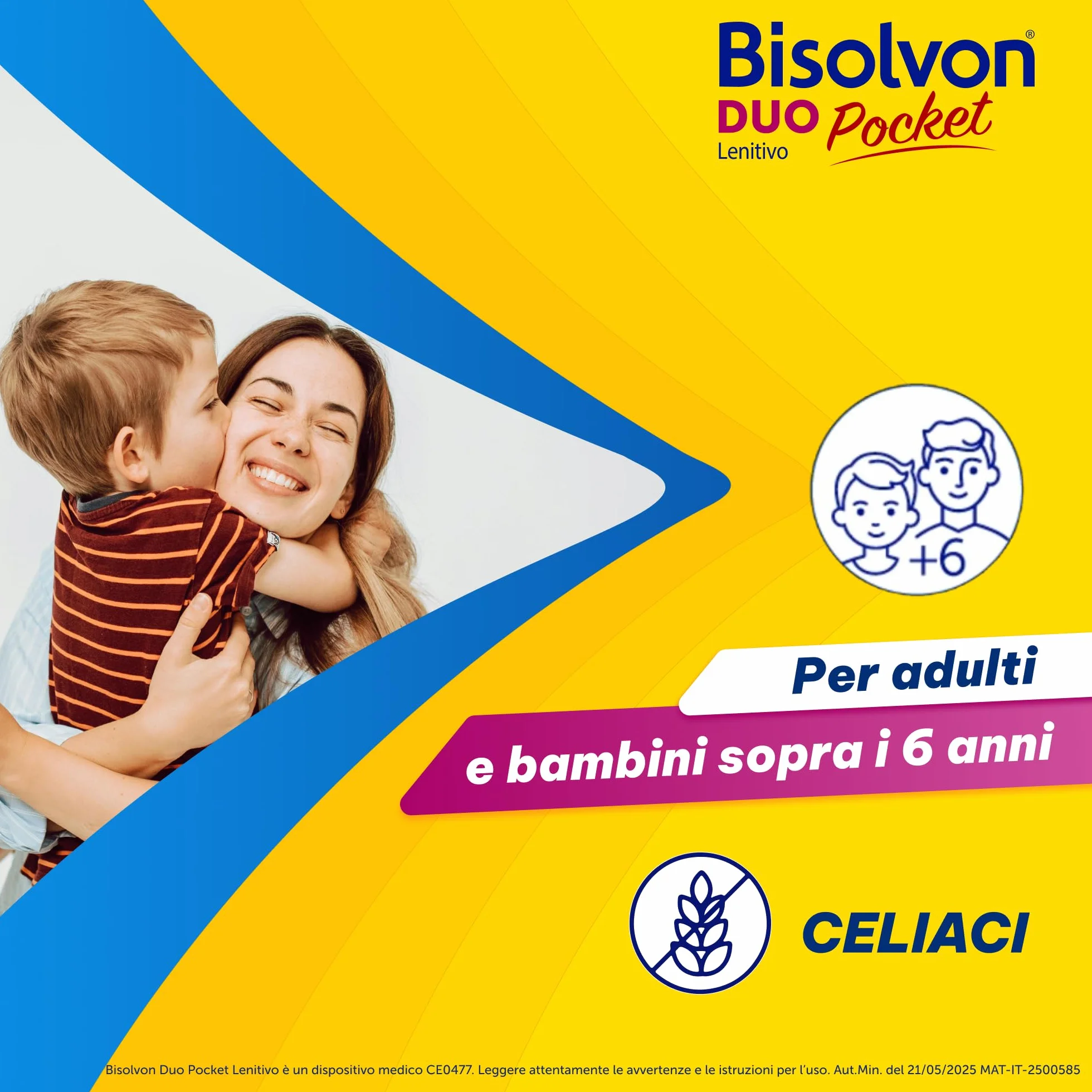 Bisolvon Duo Pocket Sciroppo Tosse, Tosse Secca e Grassa Adulti e Bambini 6+, Senza Glutine, Senza Lattosio (12 Bustine)
