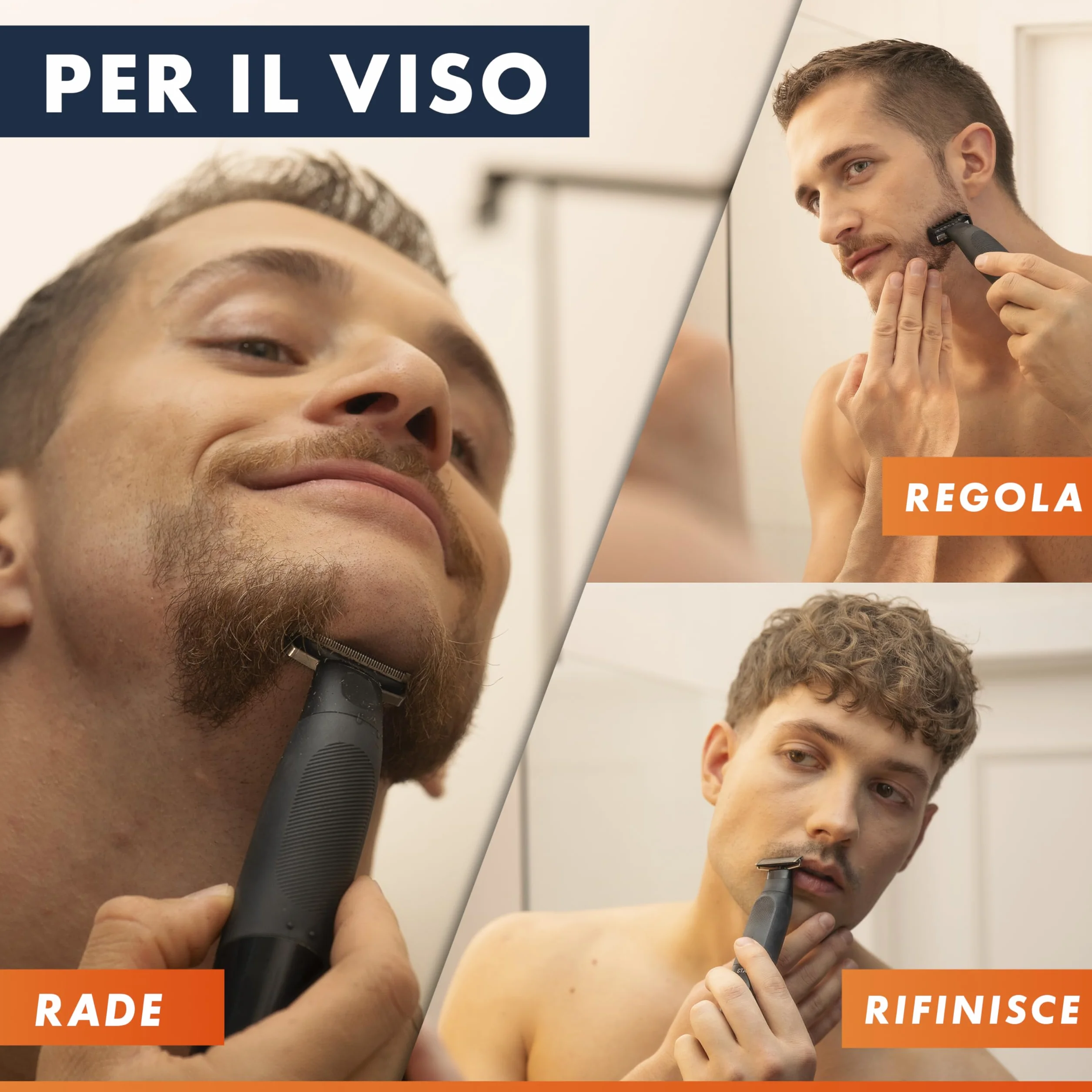Gillette Fusion One Rasoio Elettrico Uomo Barba e Corpo, 3 Pettini Barba (1,2,5mm), Testina Oscillante, Impermeabile, 45 Min Autonomia