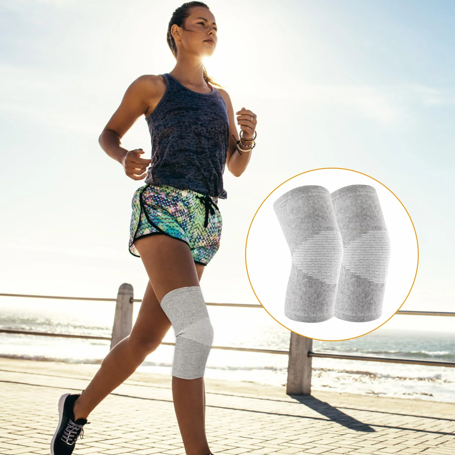 Ginocchiera in Bambù con Compressione per Sport Uomo Donna
