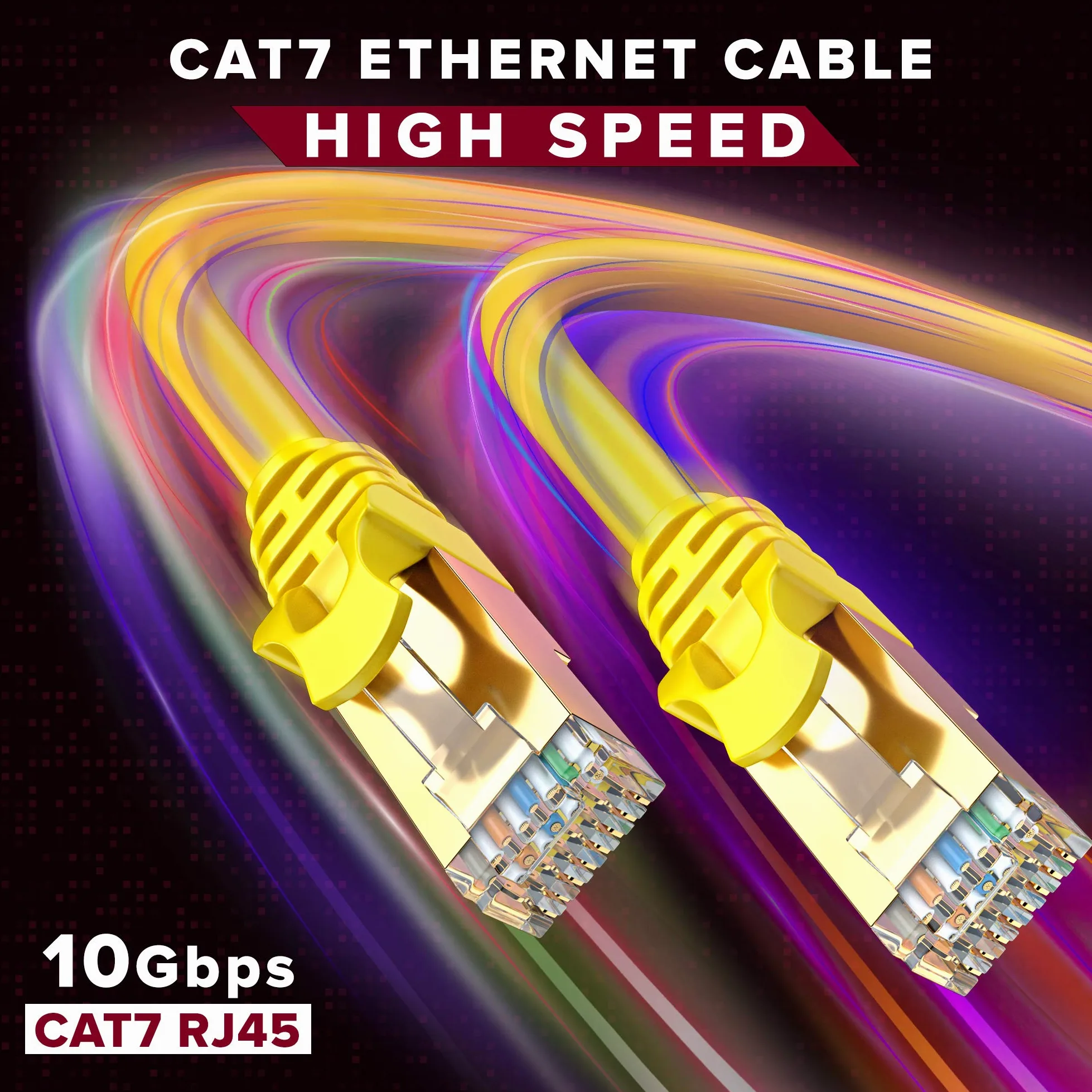 Cavo Ethernet Cat 7 da 30,5 m, cavo patch ad alta velocità Cat7 Internet e LAN di rete, connettori RJ45, perfetto per giochi, streaming e altro (giallo)
