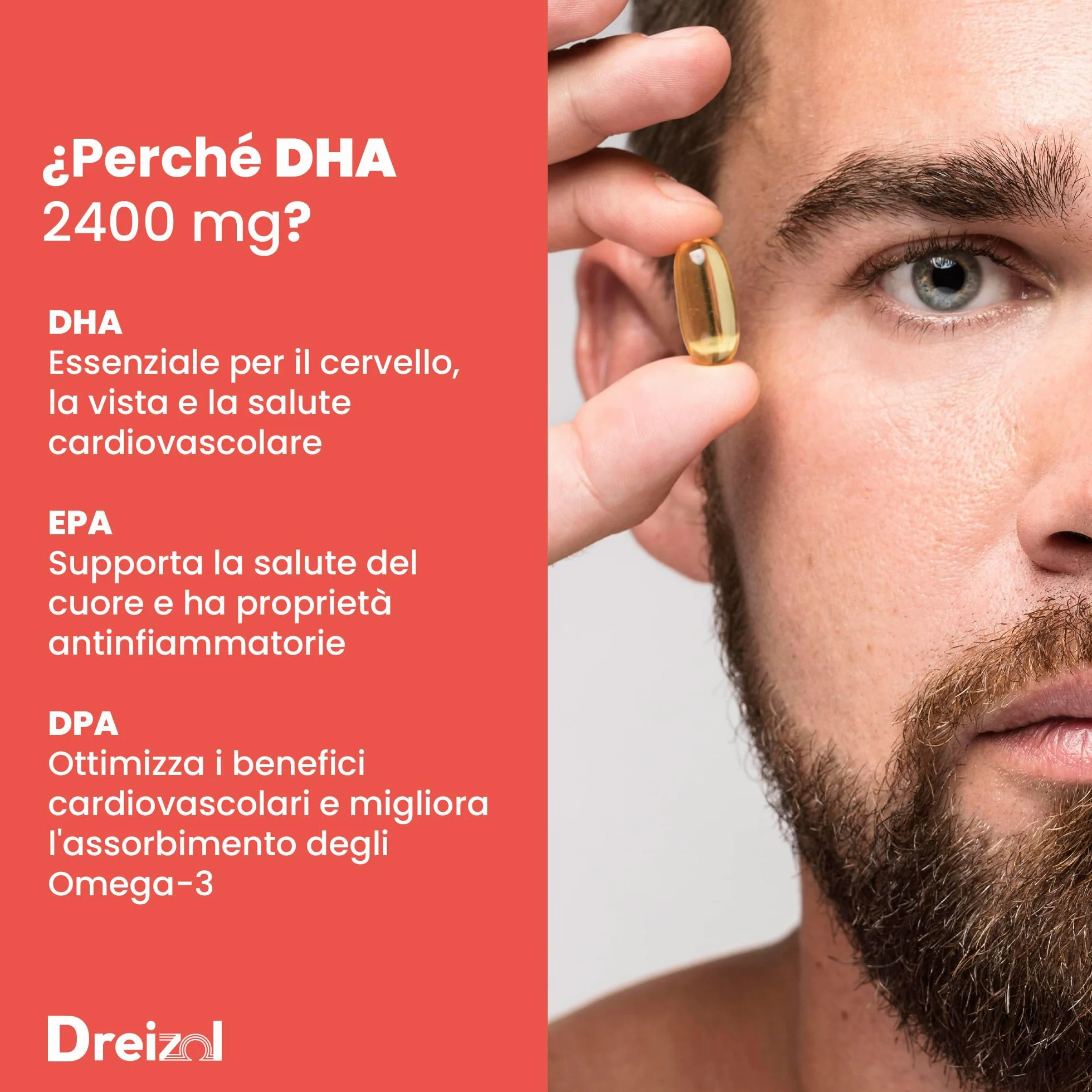 Brudy Lab Omega 3 2400 mg DHA High Dose Capsule – Olio di pesce concentrato 60 capsule