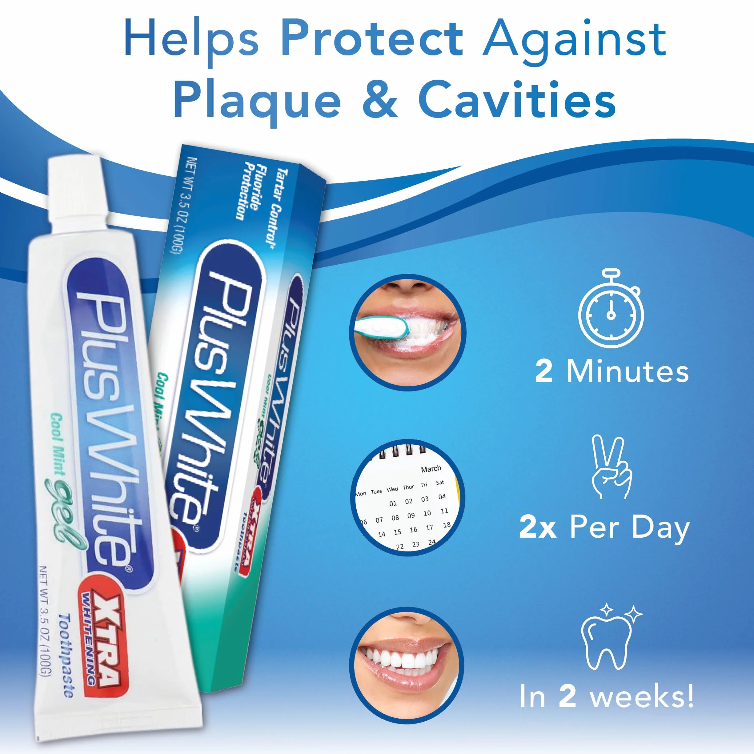 Plus+White Dentifricio in Gel Extra Sbiancante alla Menta 104 ml