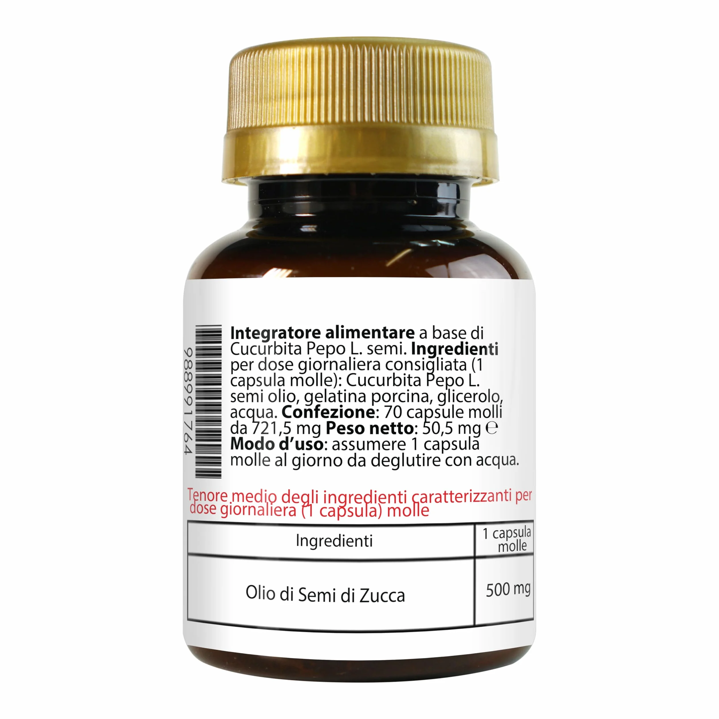 Semi di Zucca 70 Softgels | Olio Spremuto a Freddo Omega 3 6 9 Acido Linoleico Oleico