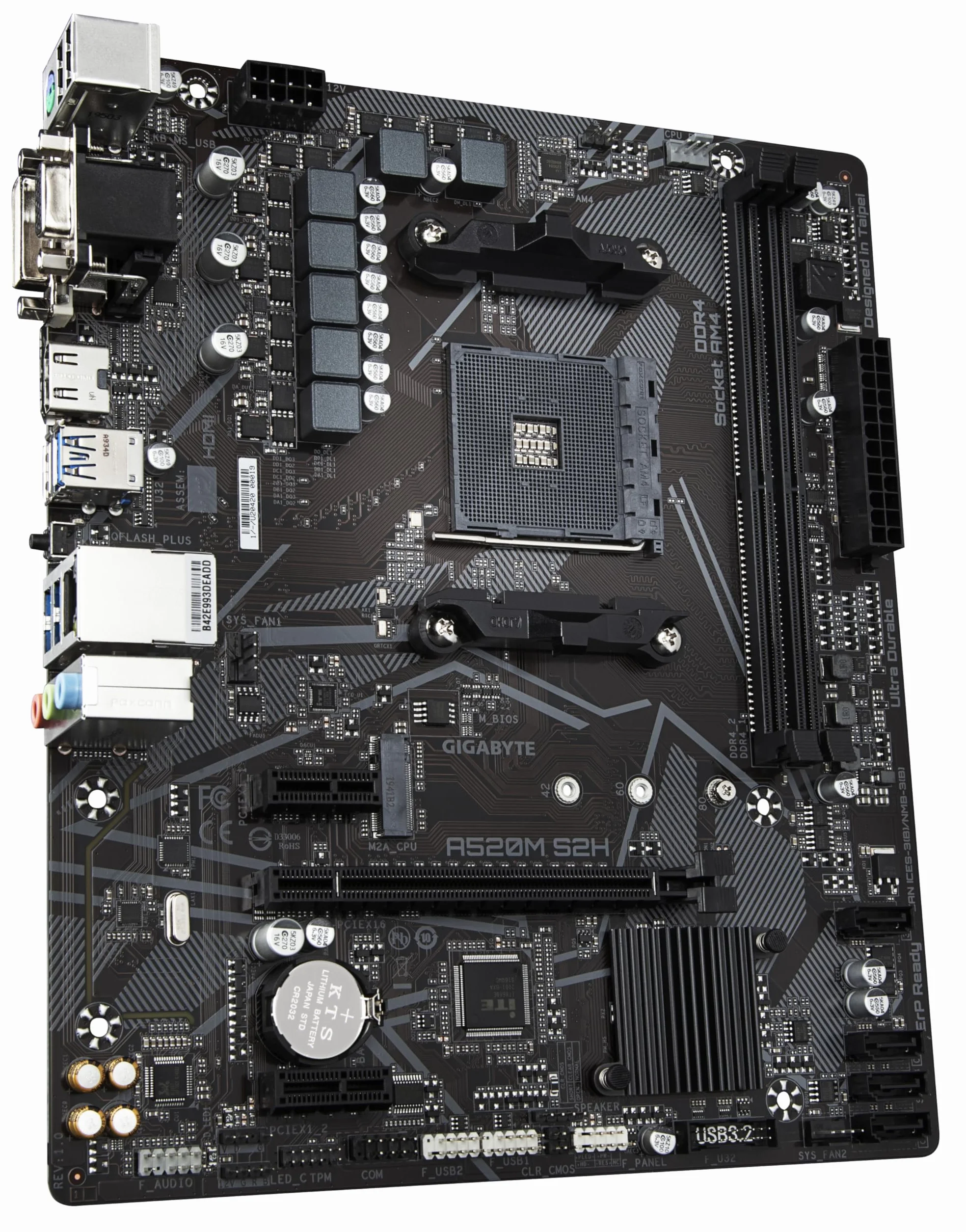 GIGABYTE Scheda madre A520M S2H - Supporta CPU AMD Ryzen serie 5000 AM4, VRM digitale puro 4+3 fasi, fino a 5100MHz DDR4 (OC), PCIe 3.0 x4 M.2, LAN GbE, USB 3.2 Gen 1
