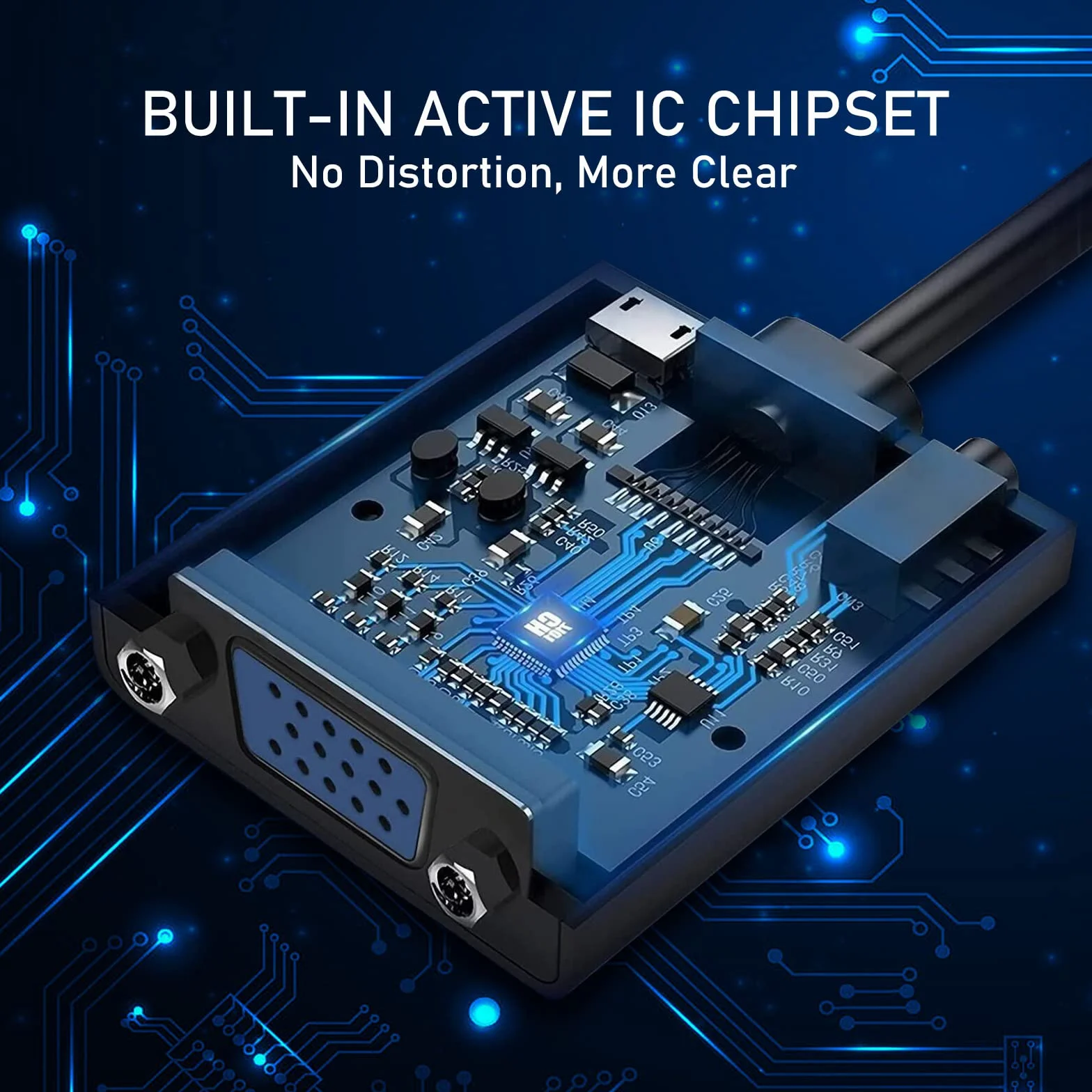 Adattatore HDMI a VGA, convertitore HDMI a VGA (Maschio a Femmina) 1080P HDTV con Cavo Audio e Cavo di Ricarica Micro USB per PC, Laptop, Proiettori HDTV, PS4/3 Xbox