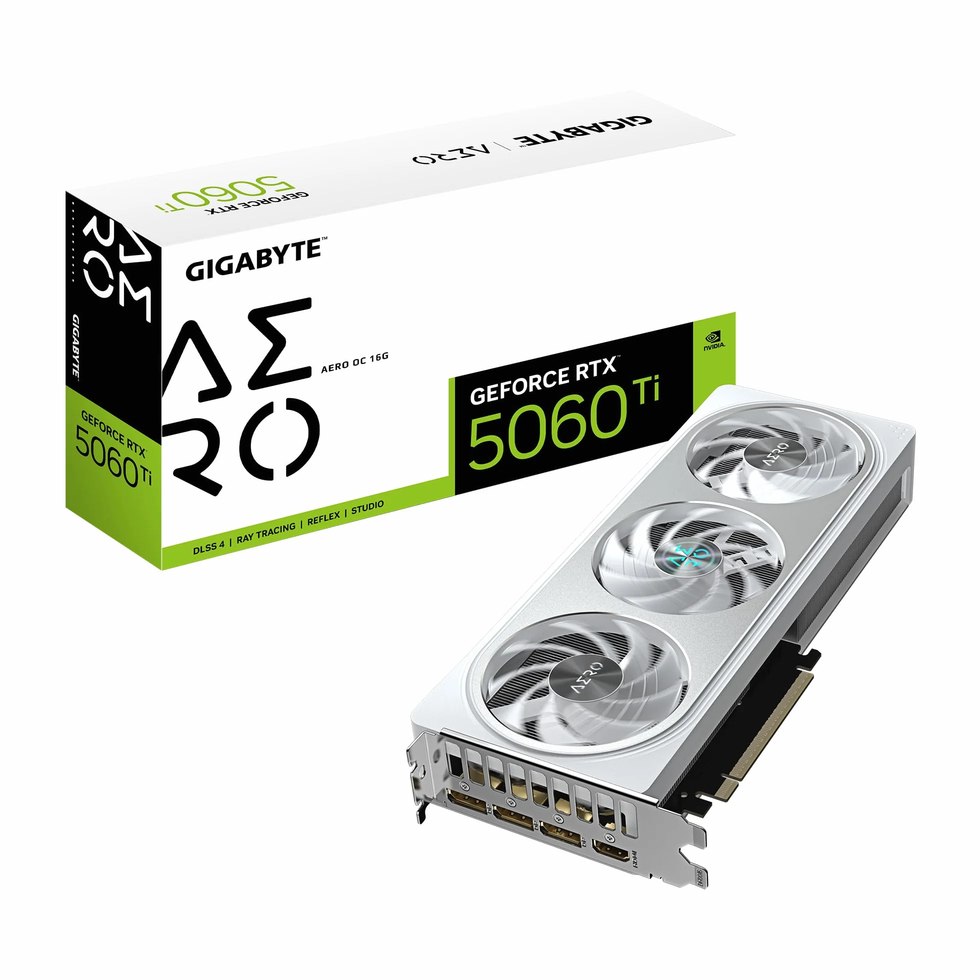 Gigabyte GeForce RTX 5060 Ti AERO OC 16G Scheda Grafica – 16 GB GDDR7, 128 bit, PCI-E 5.0, 2647MHz Frequenza Core, 3 x DisplayPort, 1 x HDMI, GV-N506TAERO OC-16GD