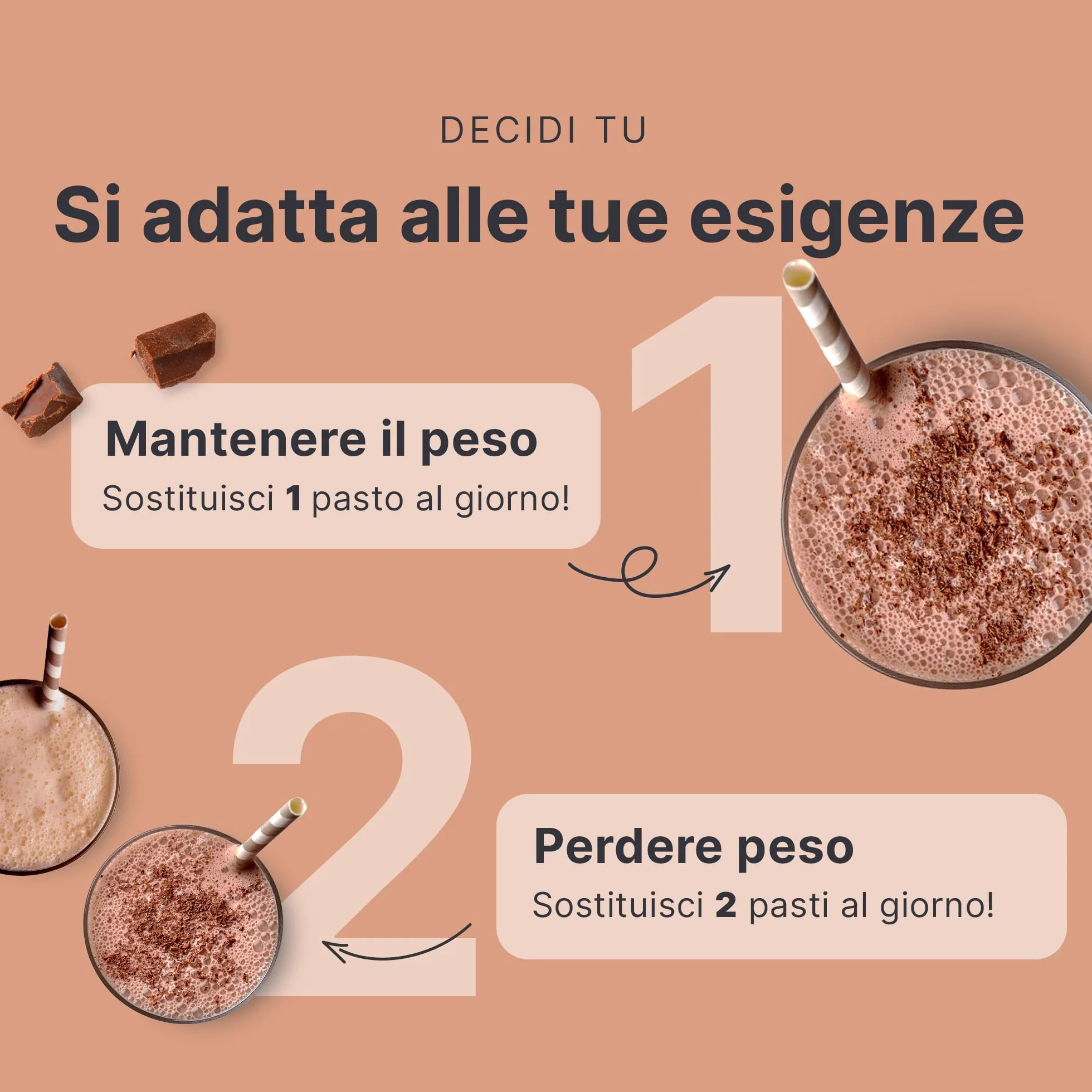 SHEKO Frullato sostitutivo di base 21 porzioni Alto contenuto proteico Gusto naturale Cioccolato 378 g
