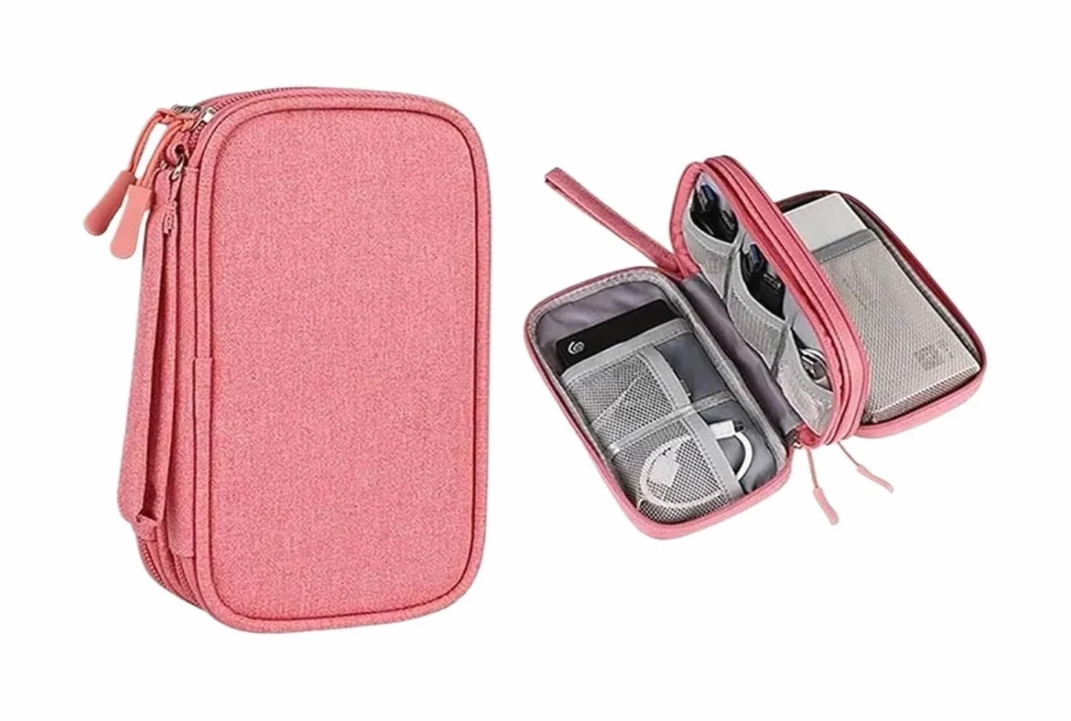 Borsa organizer per cavi viaggio 2 pezzi | Doppio strato portatile impermeabile(C)