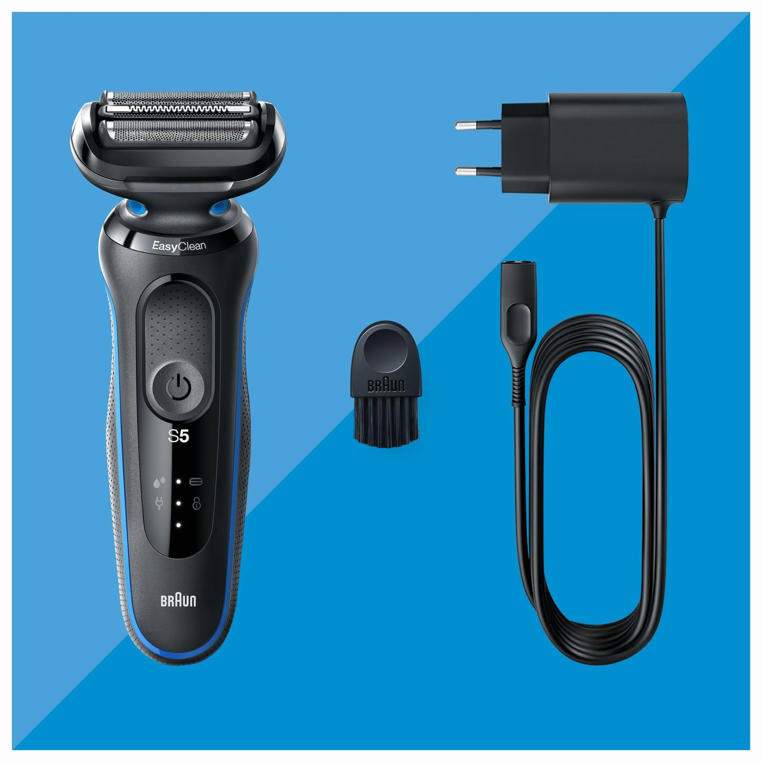 Braun Series 5 Rasoio Elettrico Barba Uomo, Wet&Dry Ricaricabile, 51-B1000s Blu