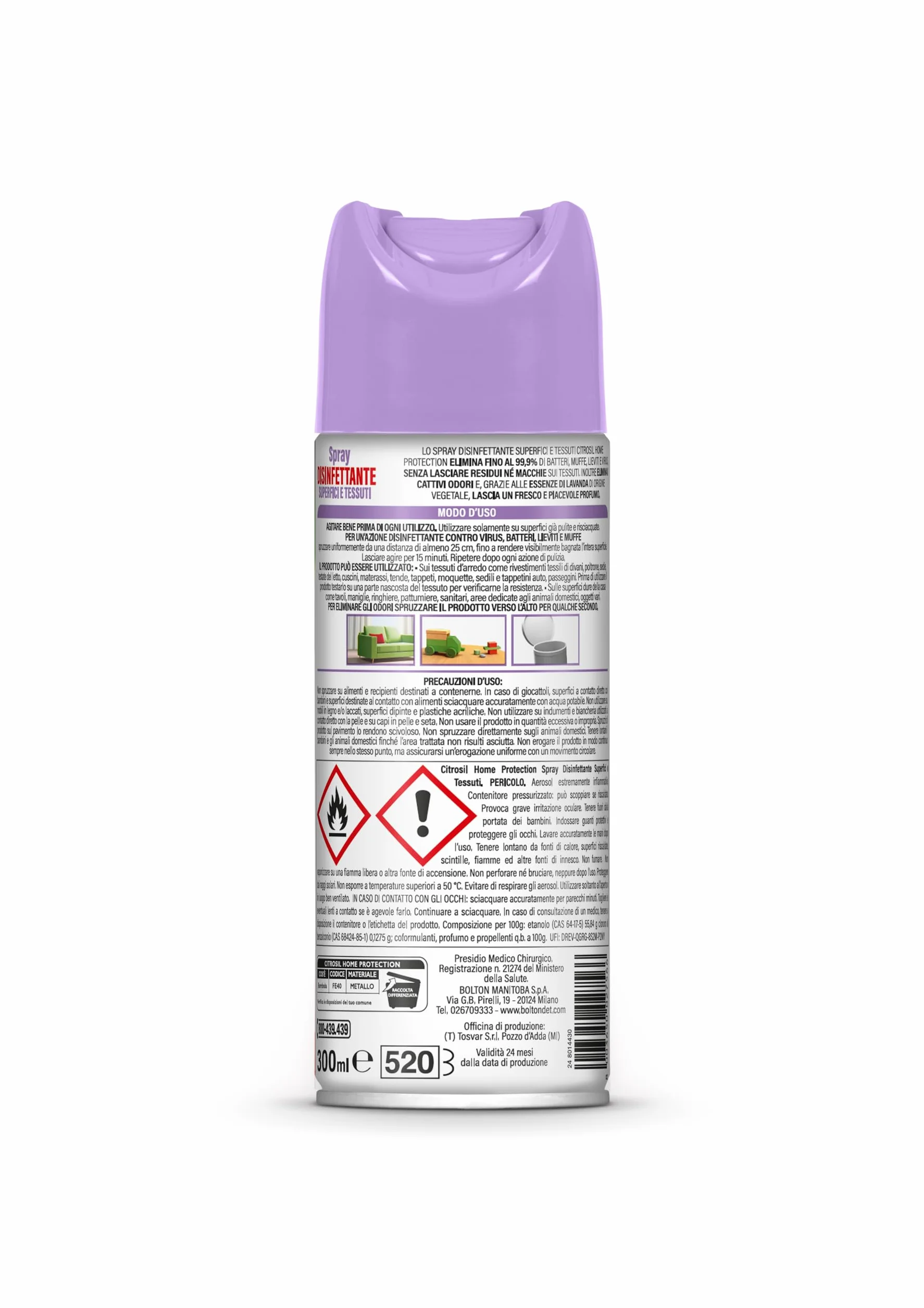 Citrosil Disinfettante Spray Superfici e Tessuti 300 ml Lavanda