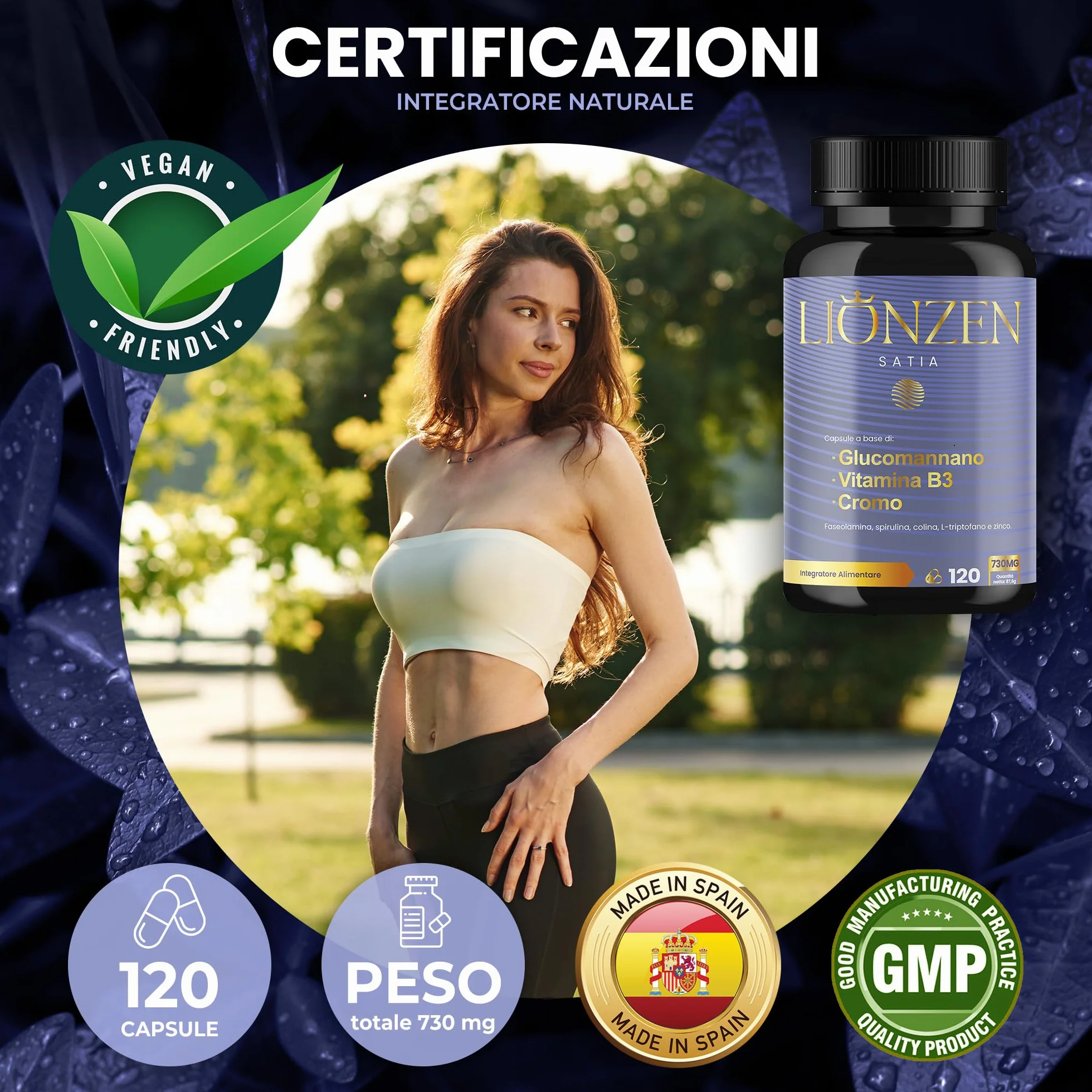 LIONZEN SATIA Glucomannano Forte Dimagrante Naturale +12 Ingredienti Sazieta Controllo Appetito