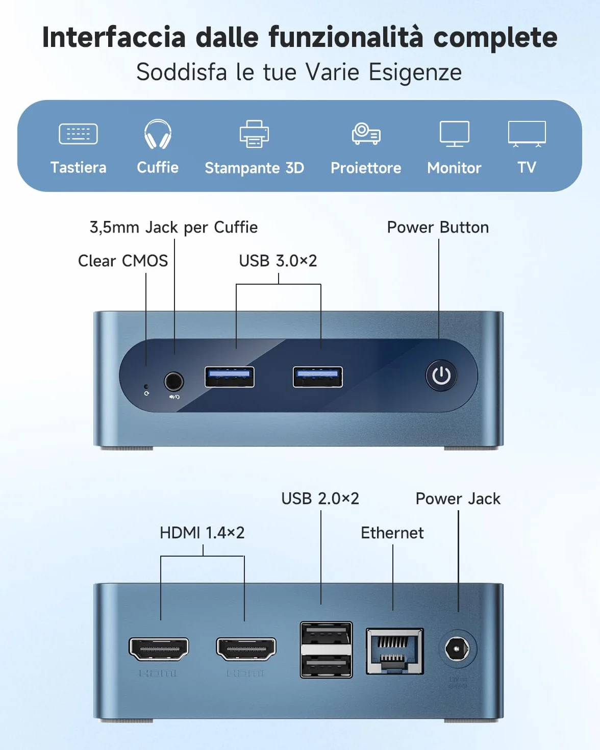 BMAX Mini PC B1 Plus Intel Celeron J3355 6GB RAM 128GB eMMC Espandibile 2TB m.2 SSD Desktop Computer Dual Display 4K@60 Hz HDMIx2 USBx4 WiFi 5 Bluetooth