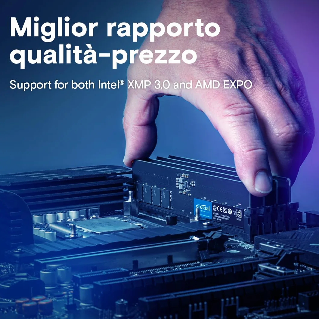 Crucial RAM DDR5 16GB 5600MHz, Memoria PC (o 5200MHz / 4800MHz) CL46 - CT16G56C46U5