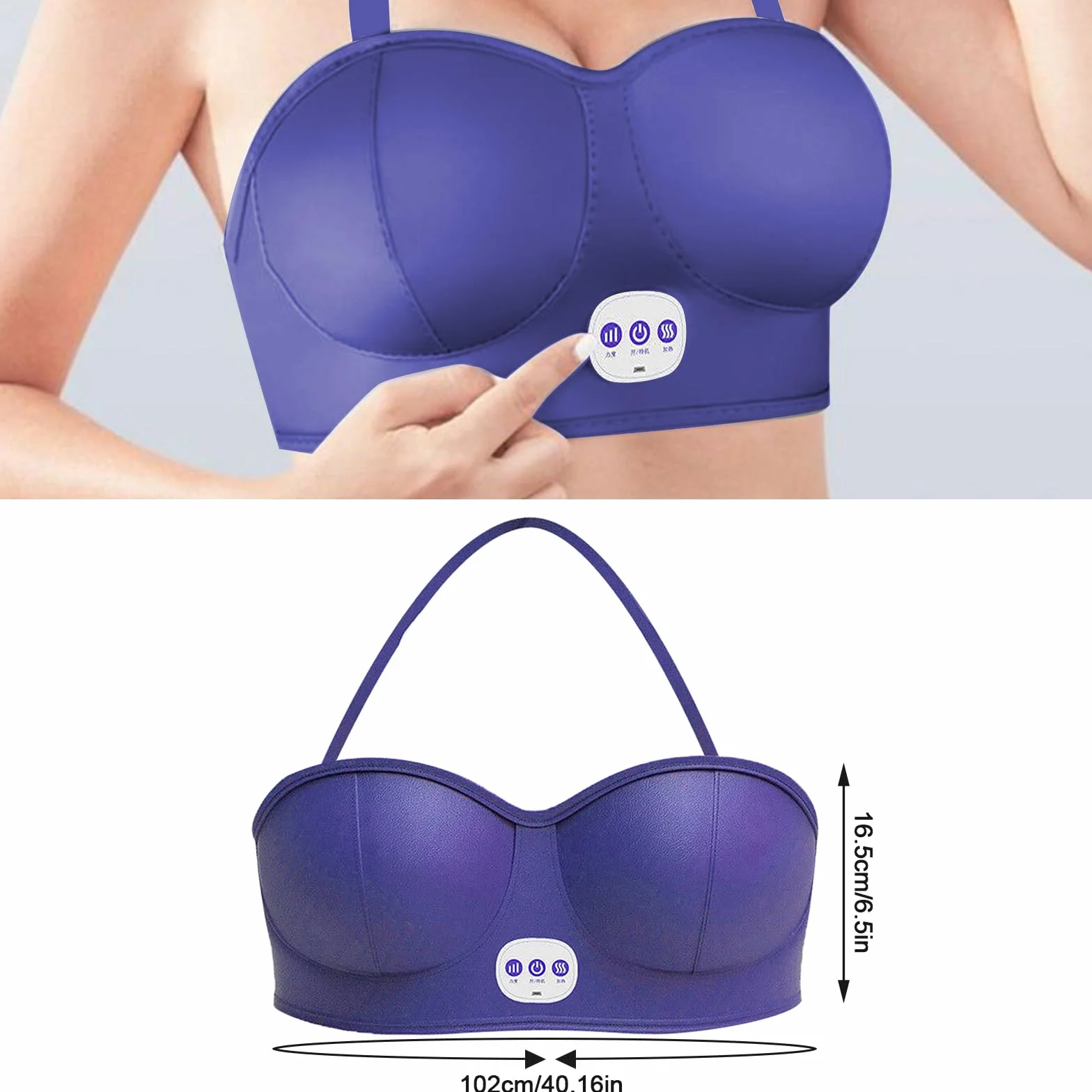 Massaggiatore toracico elettrico reggiseno massaggiante senza fili 3 modalità funzione termica aumentare il seno
