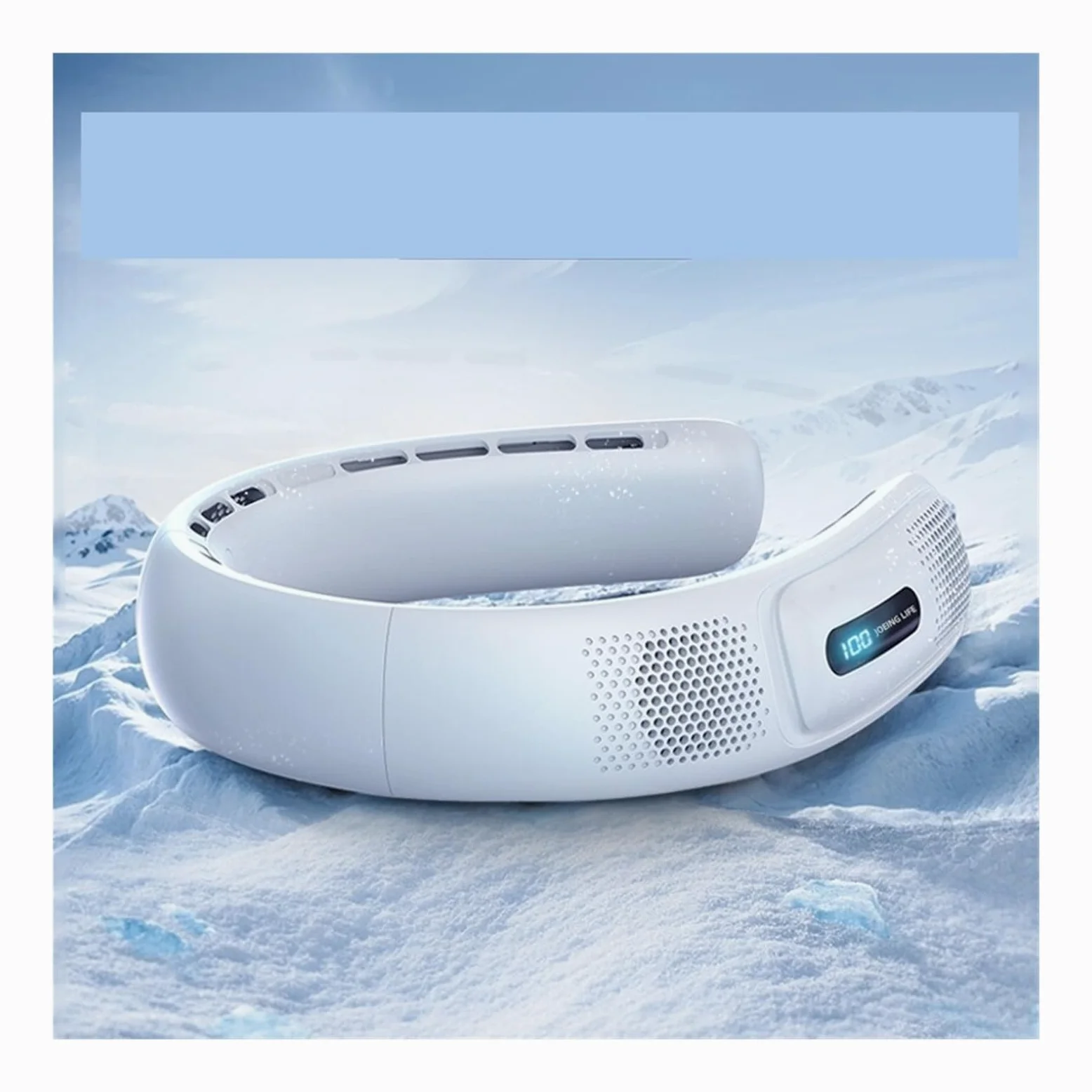 Generico Ventilatore Da Collo USB Portatile Con Display Digitale Silenzioso | Ufficio, viaggio, palestra, schermo digitale, 4000mAh(White)