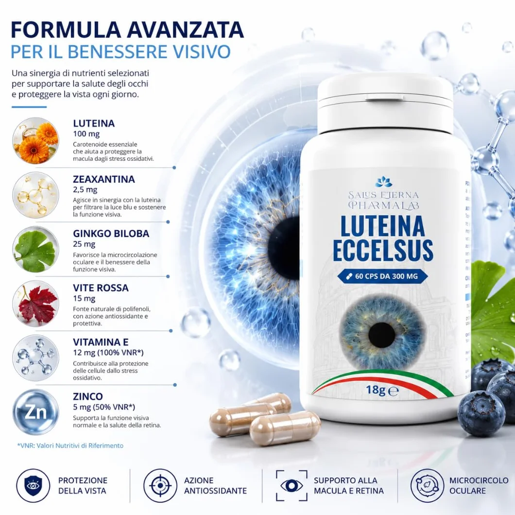 Salus Eterna Integratore Vista Luteina Zeaxantina 60 Capsule Ginkgo Vitamine Antiossidanti