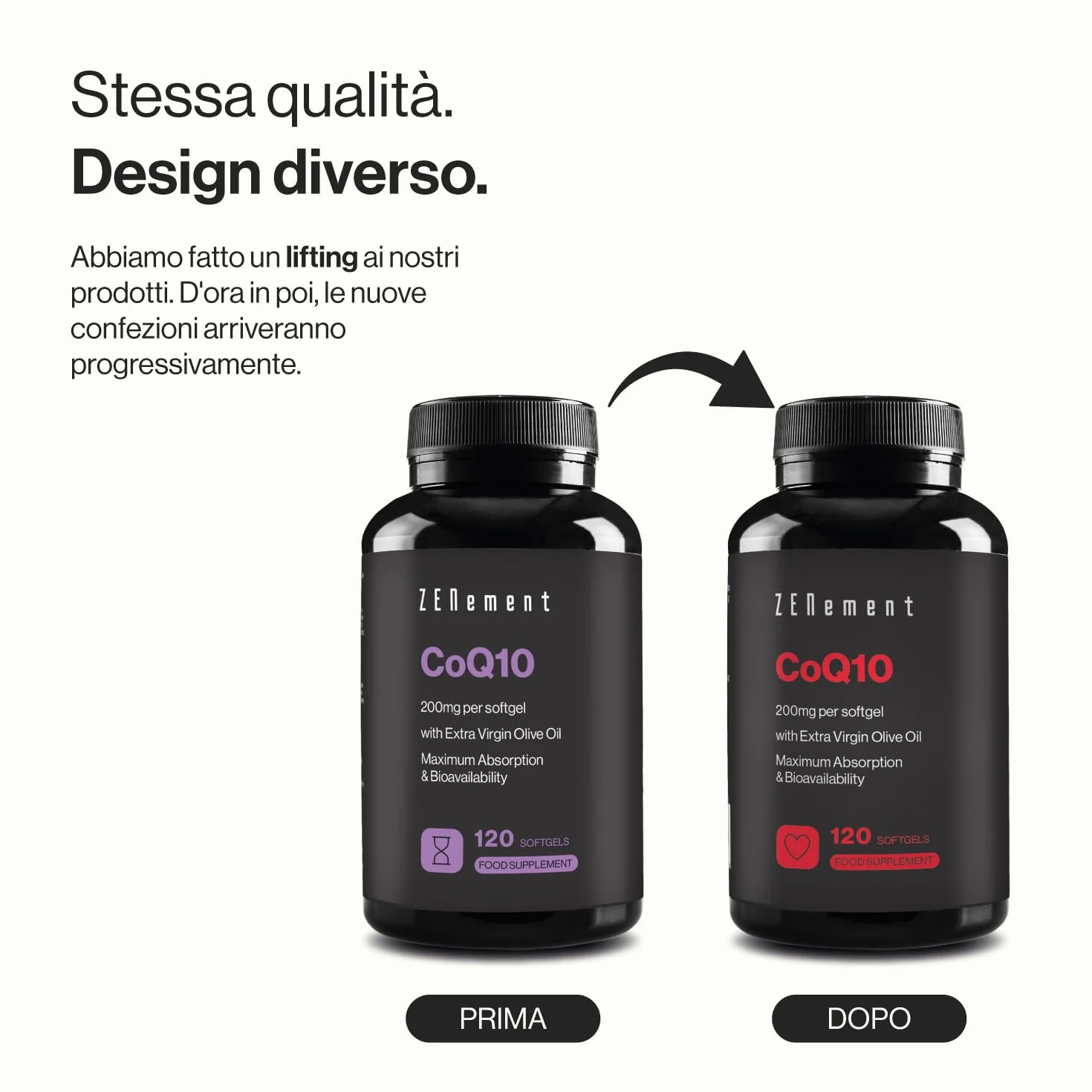 Coenzima Q10 200 mg 120 Perle Pura Fermentata Naturalmente Olio Extravergine di Oliva Biologico Alta Potenza Antiossidante Zenement