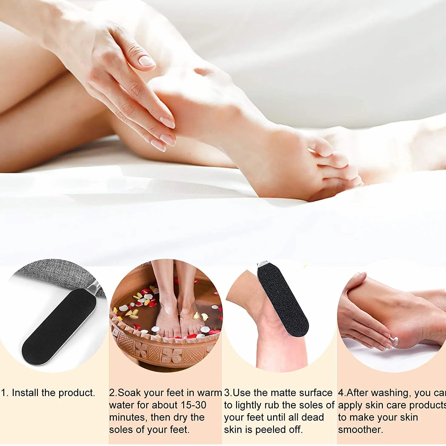 Lima per Calli in Acciaio Inossidabile, Riutilizzabile, Strumento per Rimozione Calli, Pedicure Professionale, Grana Grossa