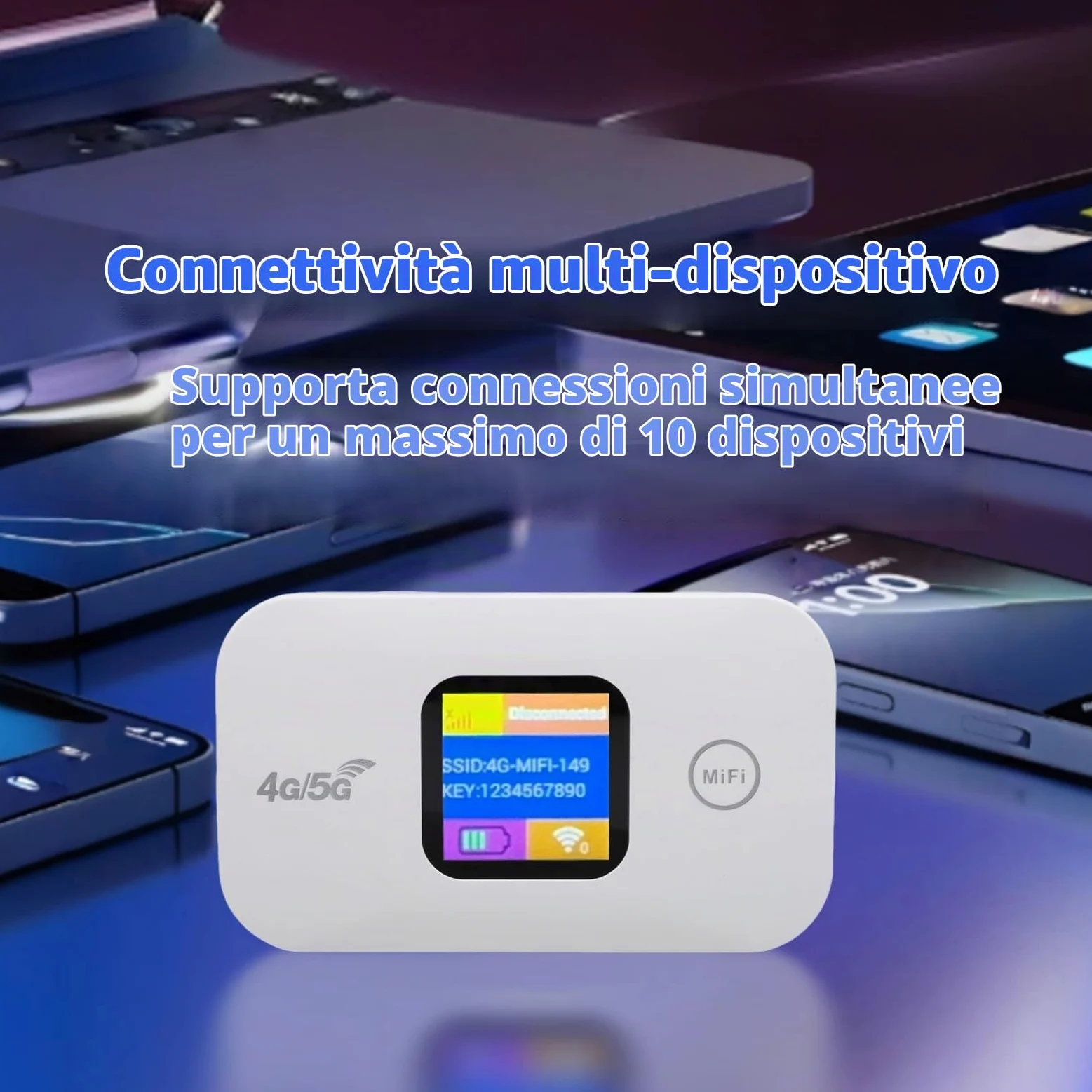 Cuifati 4G Hotspot Mobile WiFi Hotspot da Viaggio Router WiFi con Batteria da 2100 MAh e Display LED per il Campeggio di Viaggio Fino a 10 Dispositivi 300 Mbps