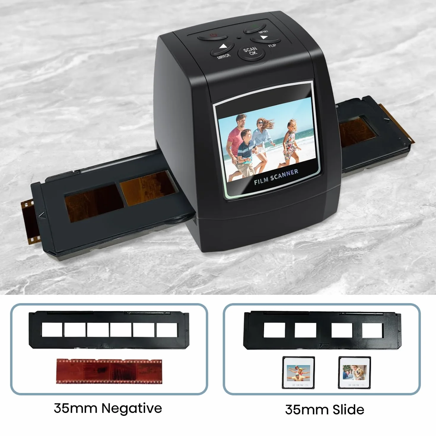 Scanner di film per 35 mm negativi e diapositive, Scanner ad alta risoluzione con 2,4" LCD, Convertitore Nessun PC e software richiesti