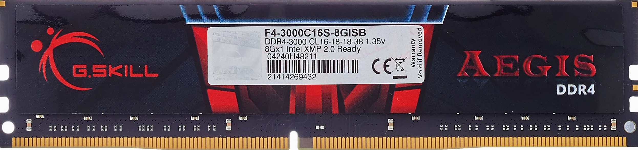 G.Skill Aegis F4-3000C16S-8GISB Memoria RAM da 8 GB, DDR4, 3000 MHz, CL16, Nero