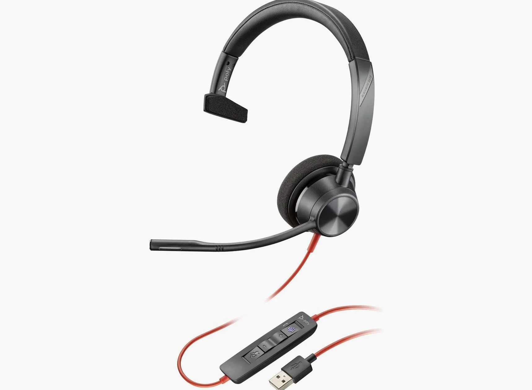 Plantronics Blackwire C3310 - Cuffie monocromatiche con connettore USB-A e braccio flessibile per microfono, colore: Nero