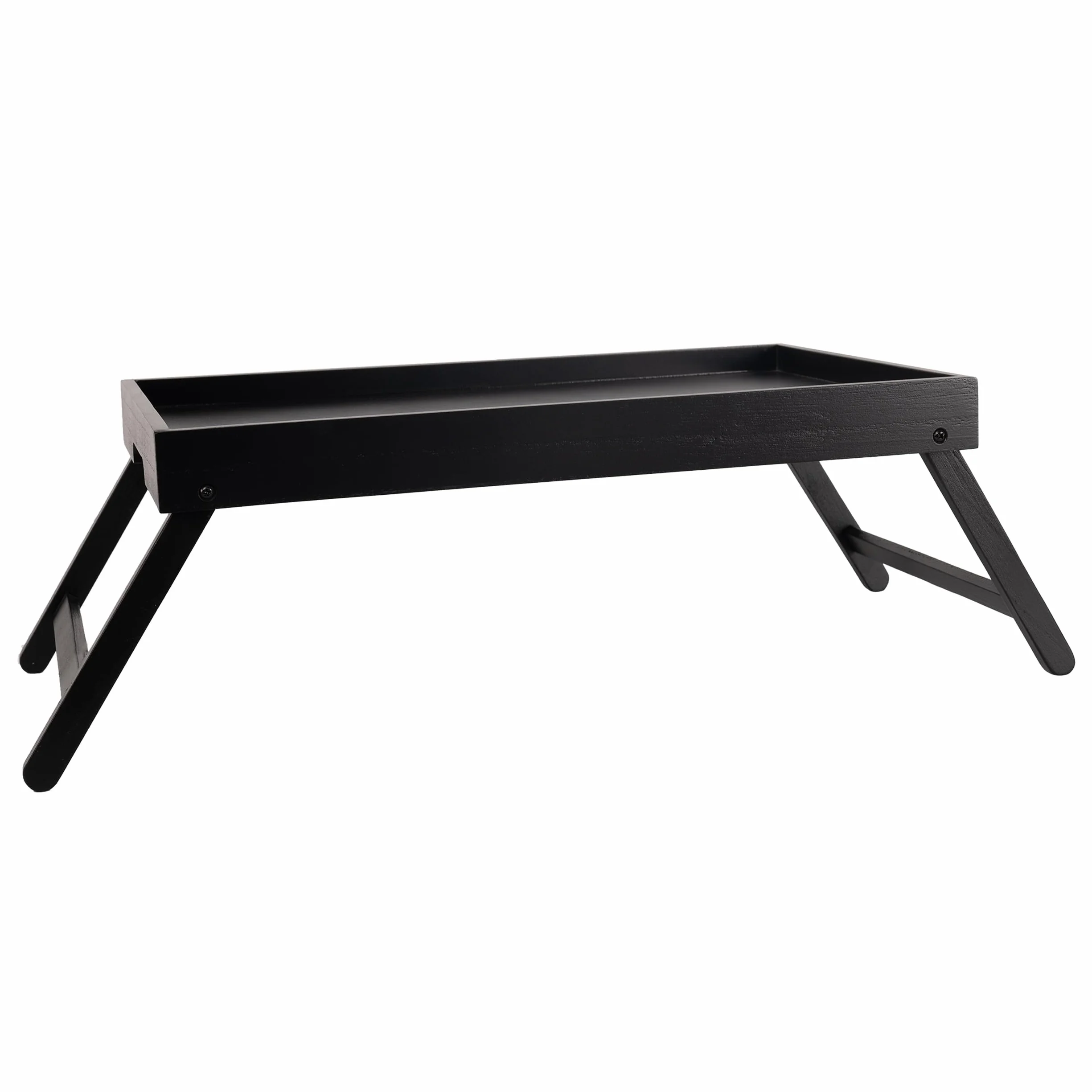 Bnadeja per letto in legno, 50 x 30 x 20 cm, gambe pieghevoli, colore nero, vassoio per la colazione, antipasto resistente all'umidità