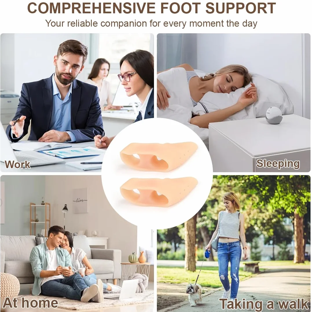 Separatore Dita Piede in Silicone, 2 Paia Proteggi Mignolo Piede, Distanziatori Dita Piedi, Tonalità Pelle