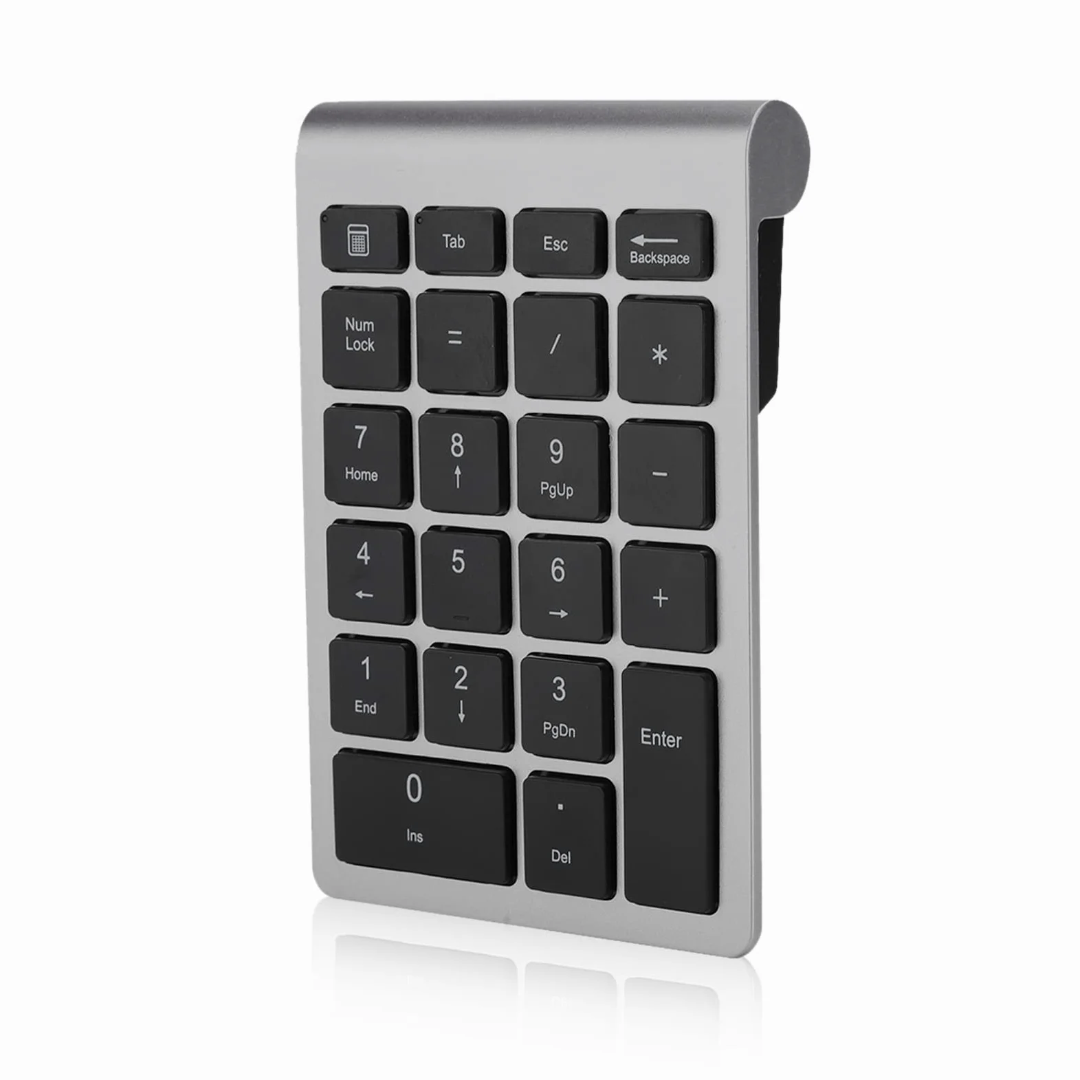 Zunate Tastierino numerico senza fili, tastierino numerico a 22 tasti con ricevitore USB, tastiera portatile da 2,4 g per numeri di contabilità finanziaria, per notebook, laptop (ferro grigio)