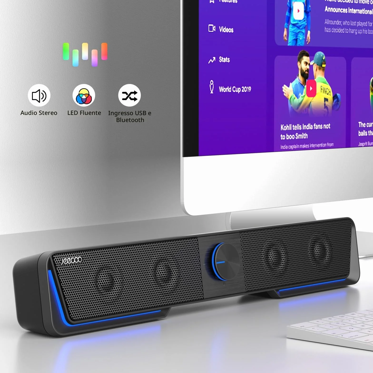 Jeecoo A40 Altoparlante per Computer 2.0 USB Casse PC Stereo Sound Bluetooth Giochi