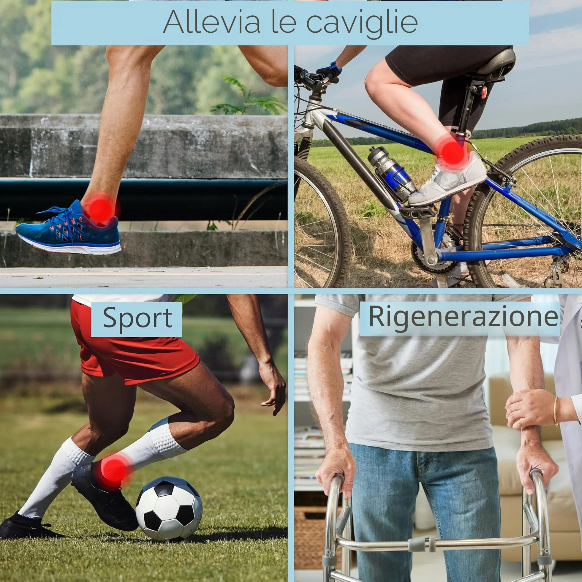 ICEHOF Cuscinetti refrigeranti per caviglia - fascia rinfrescante con gel per tallone e calcagno, dolore e reumatismi (1 pezzo)