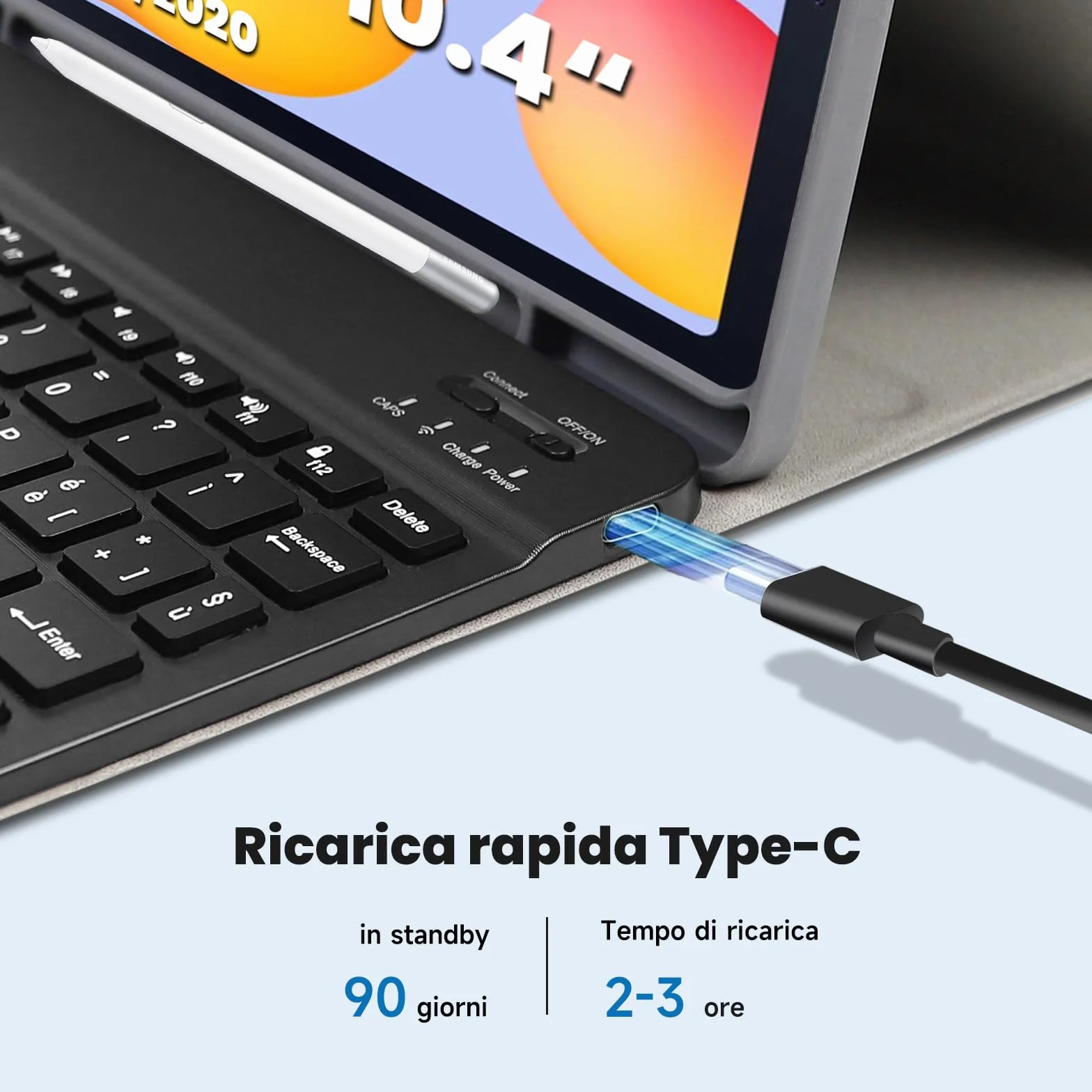Custodia con Tastiera per Samsung Galaxy Tab S6 Lite 10.4" 2024/2022/2020,Slim Cover con Rimovibile Magnetica Bluetooth Tastiera [Layout Italiano] per Samsung S6 Lite SM-P613/P619/P620/P625