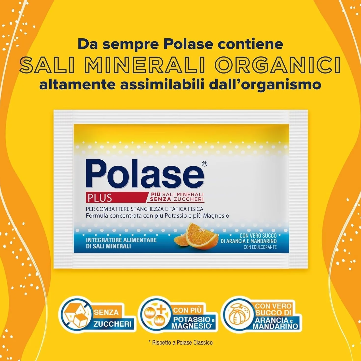 Polase Plus Magnesio e Potassio Integratore Sali Minerali Contro Stanchezza e Fatica 24 Bustine Arancia Mandarino