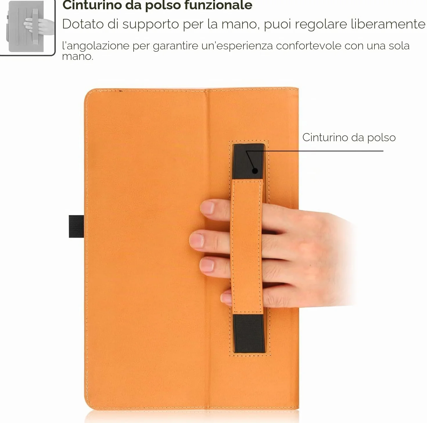 Custodia universale per tablet 9-11 pollici Folio protettiva con cinturino a mano e stand - Nero
