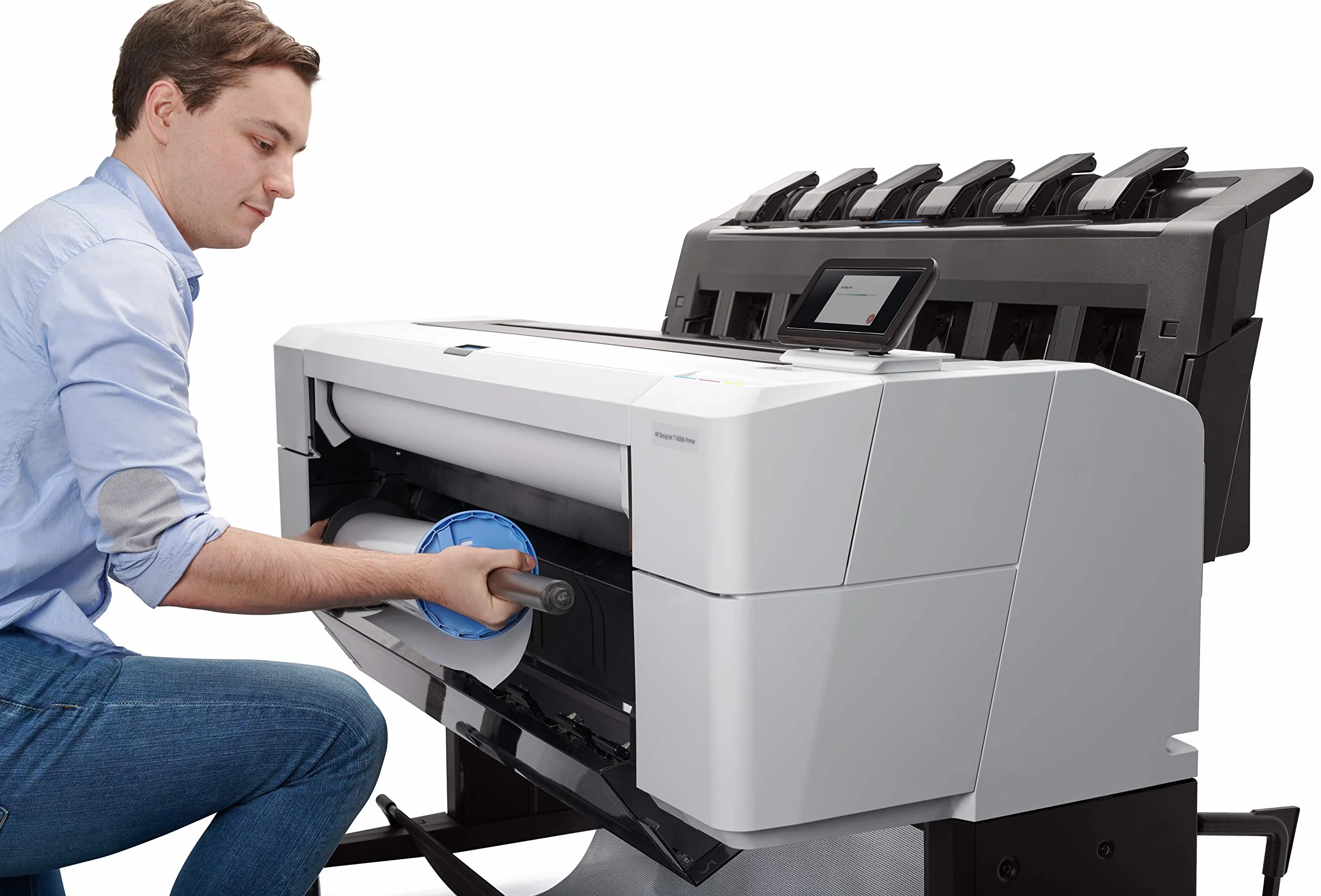 HP DesignJet T1600 3EK10A, da 91 cm, velocità 180 stampe A1 all’ora, grammatura da 60 a 328 g/m², LAN Gigabit, USB, Wi-Fi, piedistallo, Bianco