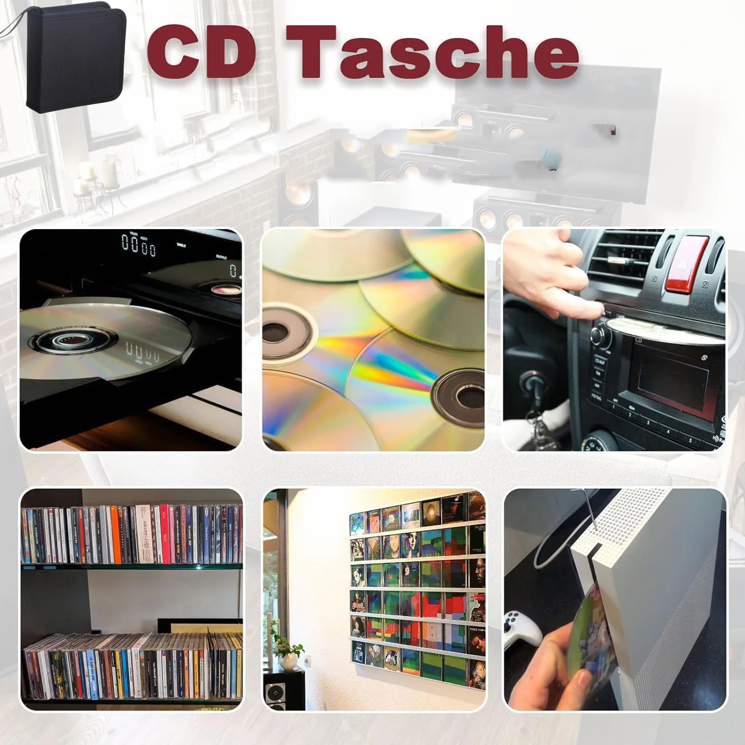 Borsa portaoggetti per CD e DVD 40 Dischi Nero