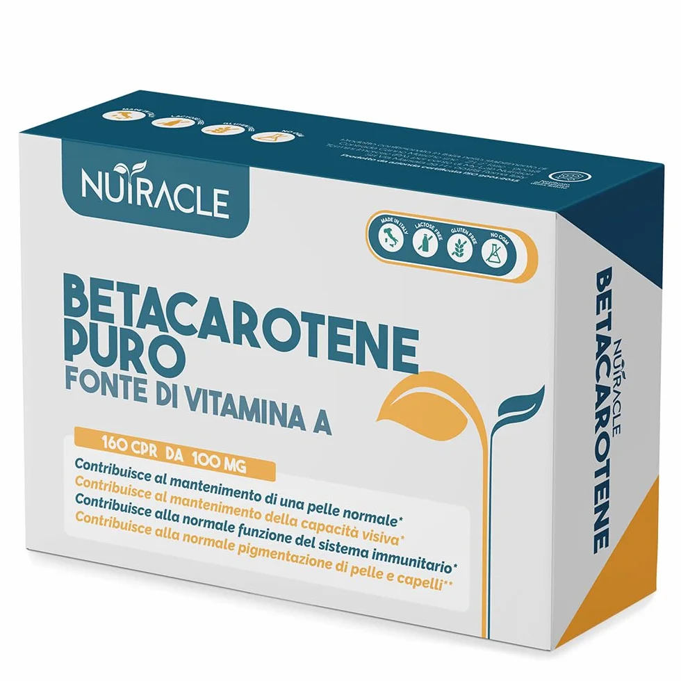 Nutracle Betacarotene 160 compresse Integratore Beta-Carotene Rame Abbronzatura Forte Vista Alta Concentrazione Pro Vitamina A
